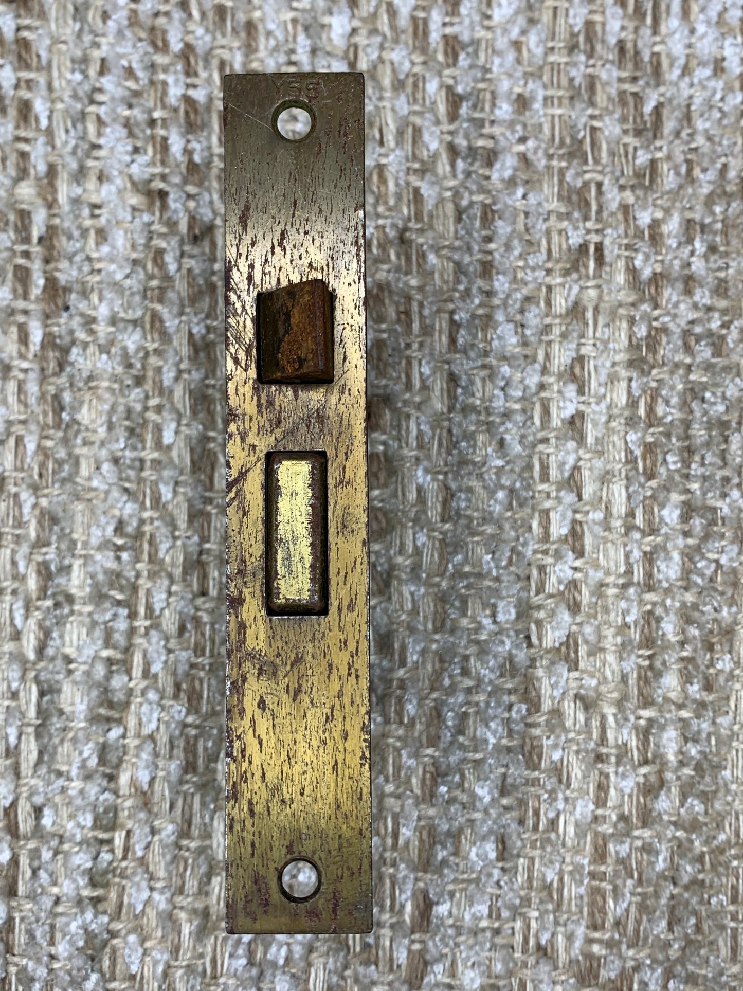 Antique Interior Mortise Lock, Glass Door Knobs & Brass Finish Door Knob Plates, Strike Plate W/Key