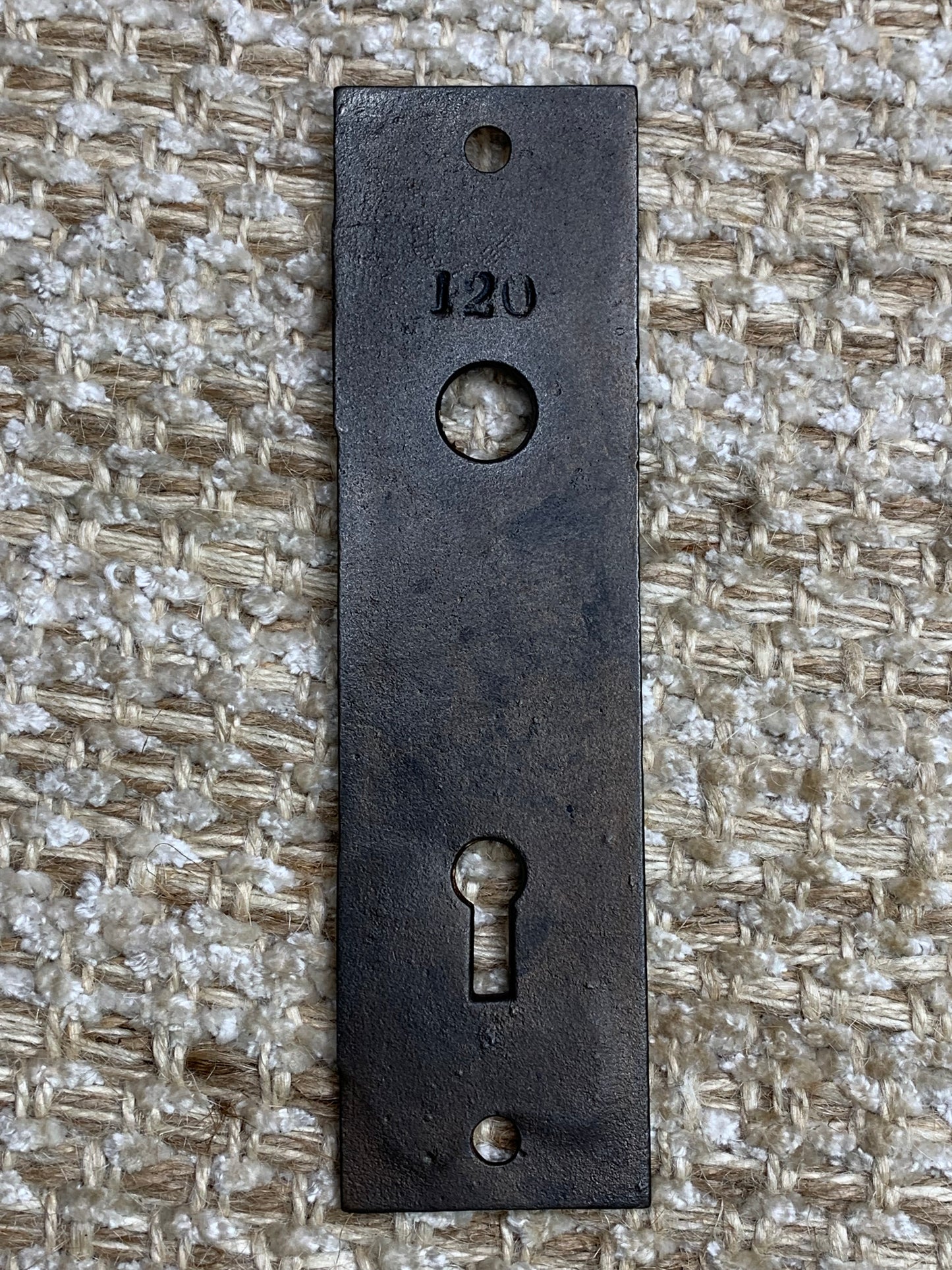 1 1/2" x 5 3/8" Antique Cast Iron Door Knob Plates Lockwood Hardware Circa 1886