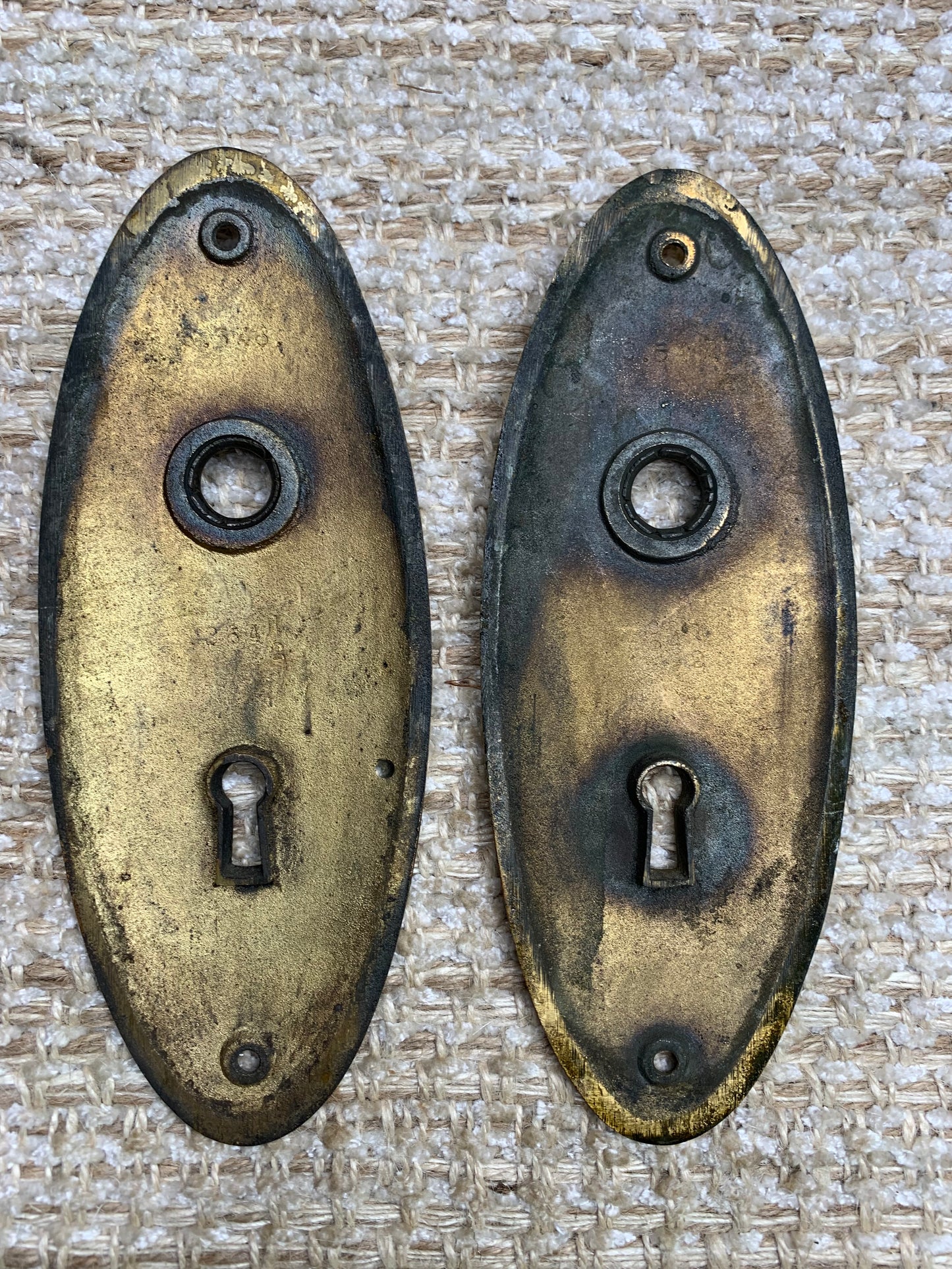 Antique Oval Brass Door Knobs And Cast Brass Door Plates