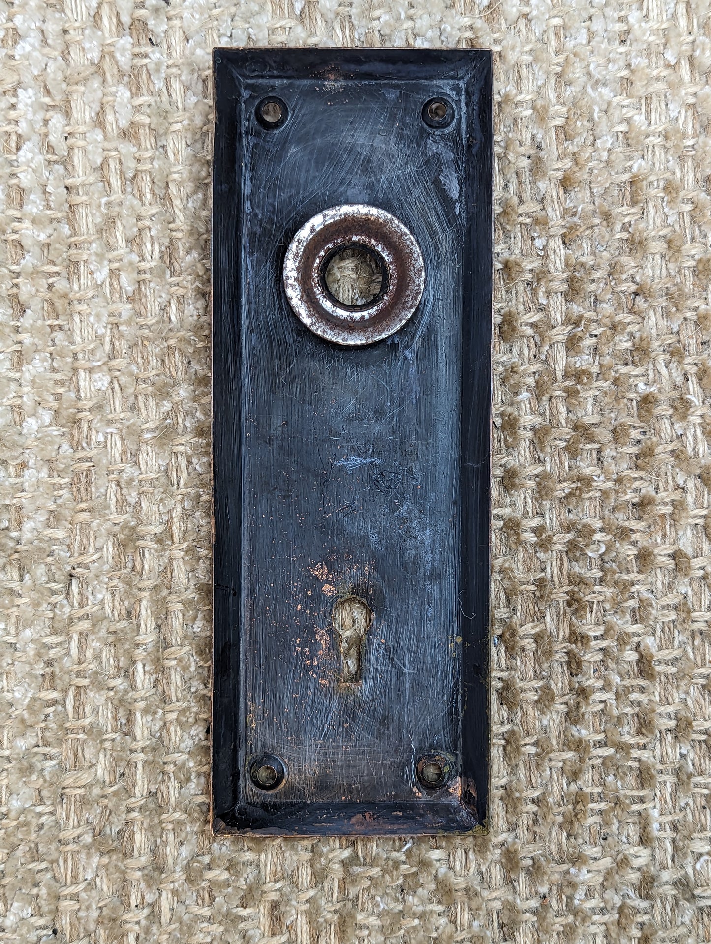 2 1/2" x 7" Antique Stamped Brass Door Knob Plate Hardware