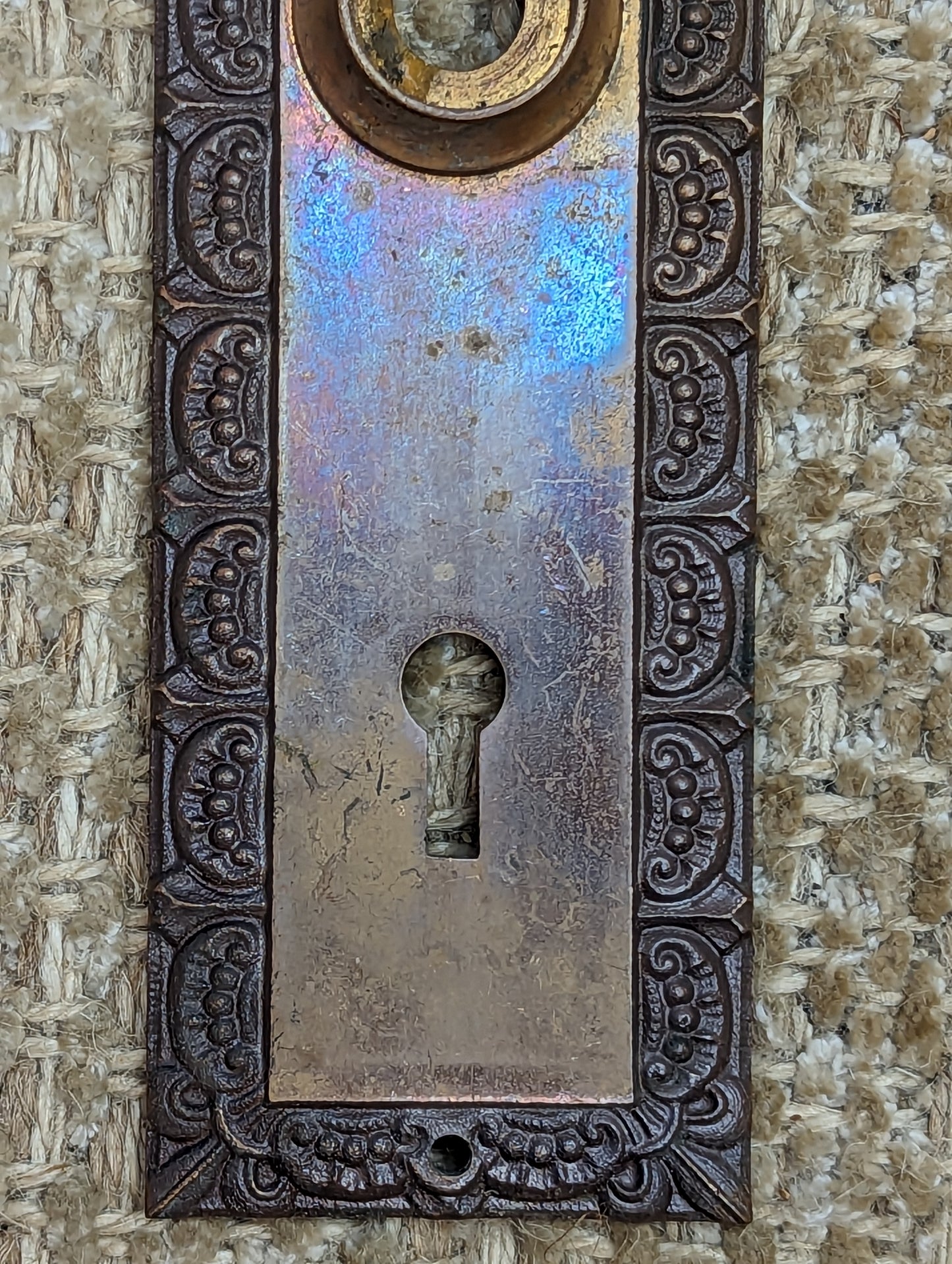2" x 5 7/8" Antique Cast Brass Door Knob Plate Hardware