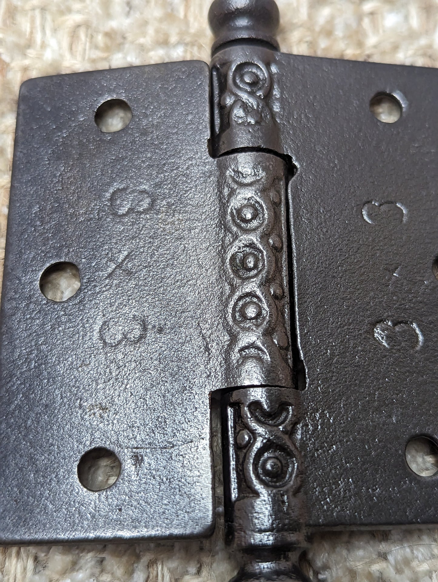 3" x 3" Antique Ornate Cast Iron Steeple Hinge