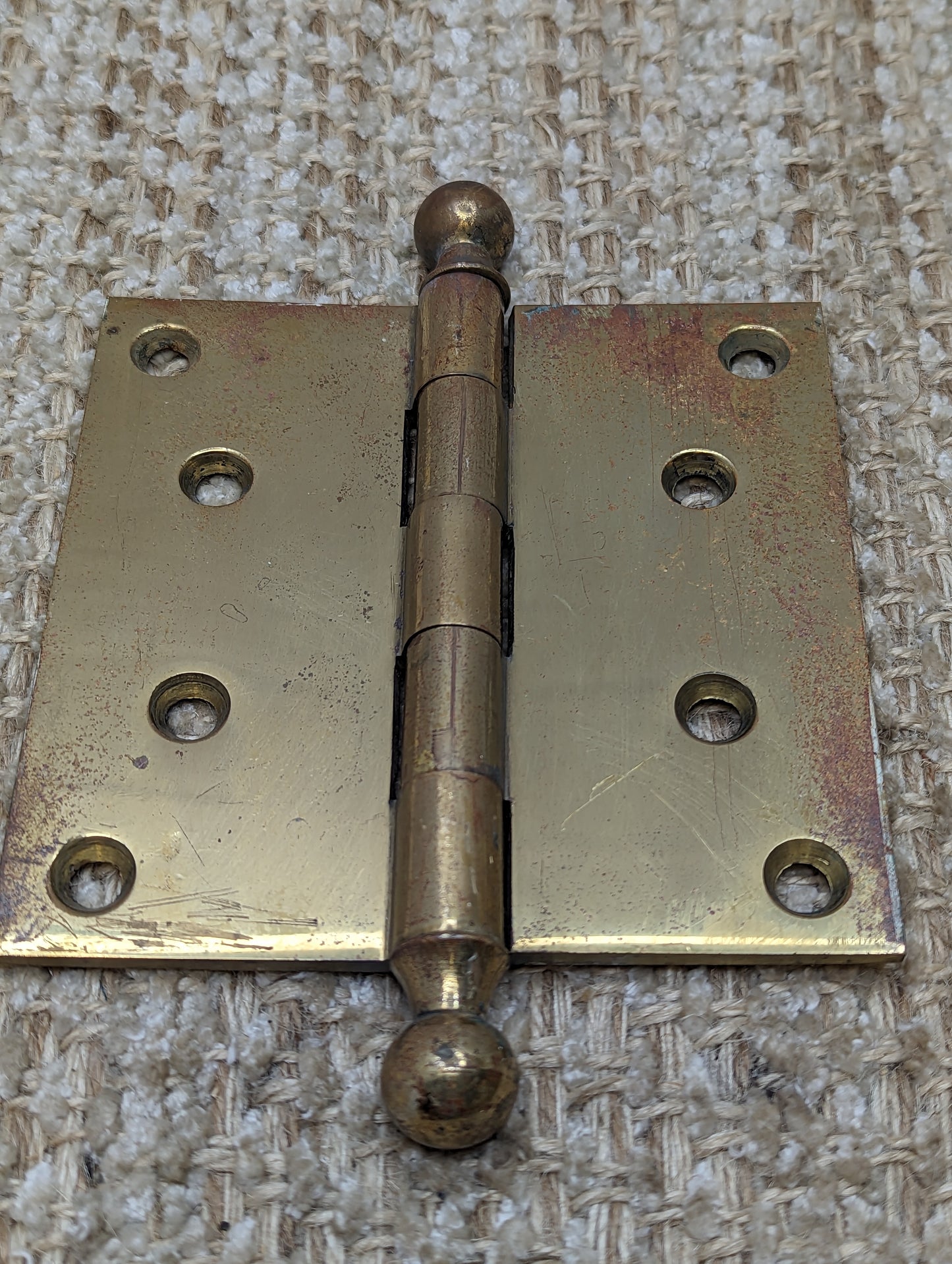 4 1/2" x 4 1/2" Antique Brass Ball Tip Hinge