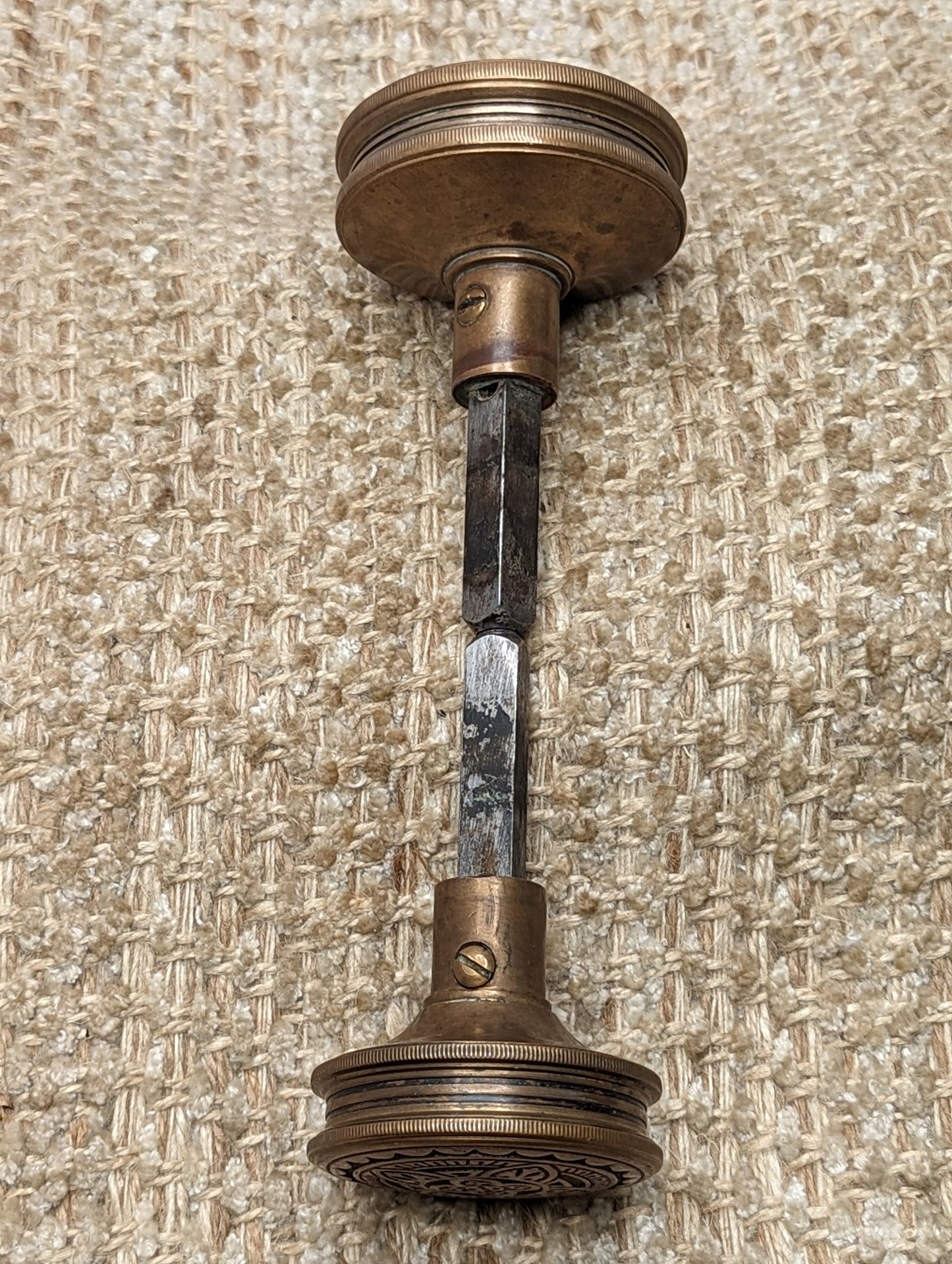 2 7/16" & 2 1/8" Antique Corbin Decorative Brass Door Knob Circa 1881