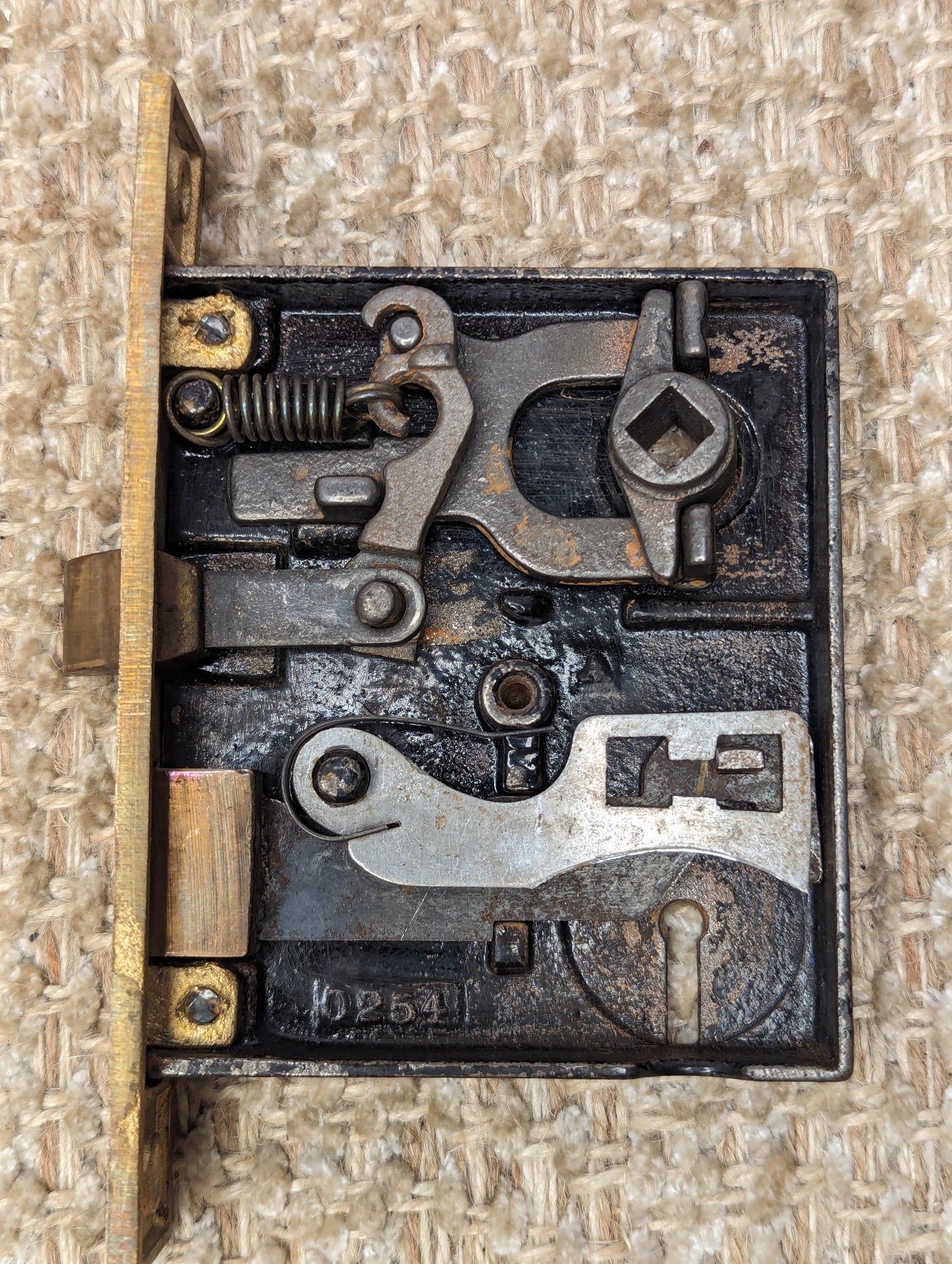 Antique RH Co. Interior Mortise Lock Door Hardware #0254 with Key