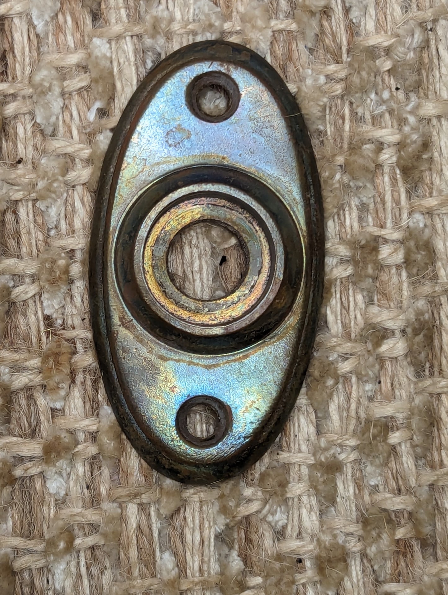 1 1/4" x 2 3/8" Antique Cast Brass Rosette Escutcheon For Door Knob Door Hardware