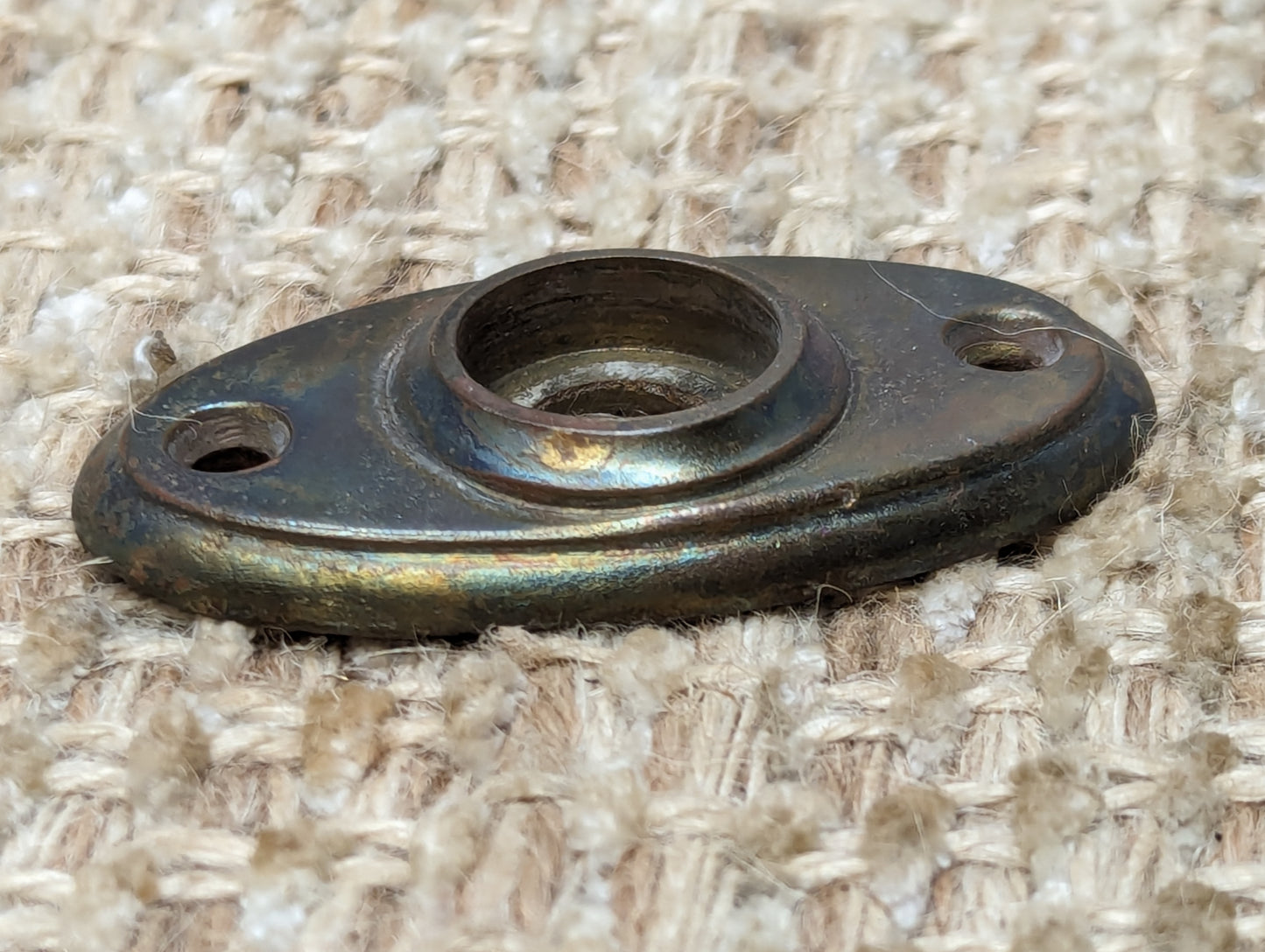 1 1/4" x 2 3/8" Antique Cast Brass Rosette Escutcheon For Door Knob Door Hardware