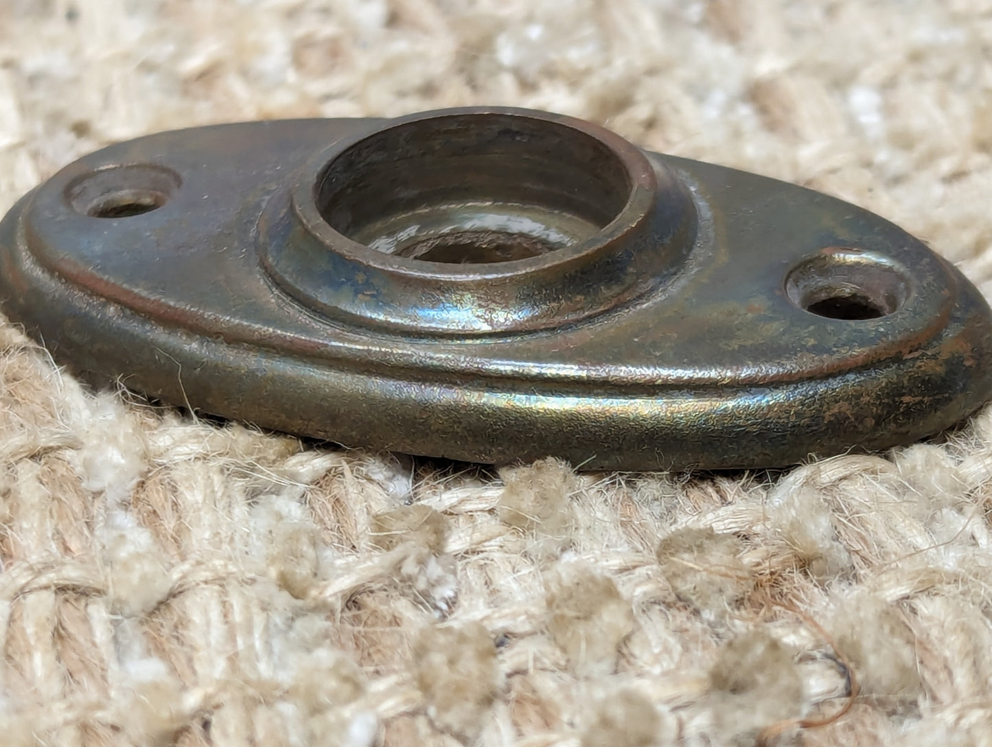 1 1/4" x 2 3/8" Antique Cast Brass Rosette Escutcheon For Door Knob Door Hardware