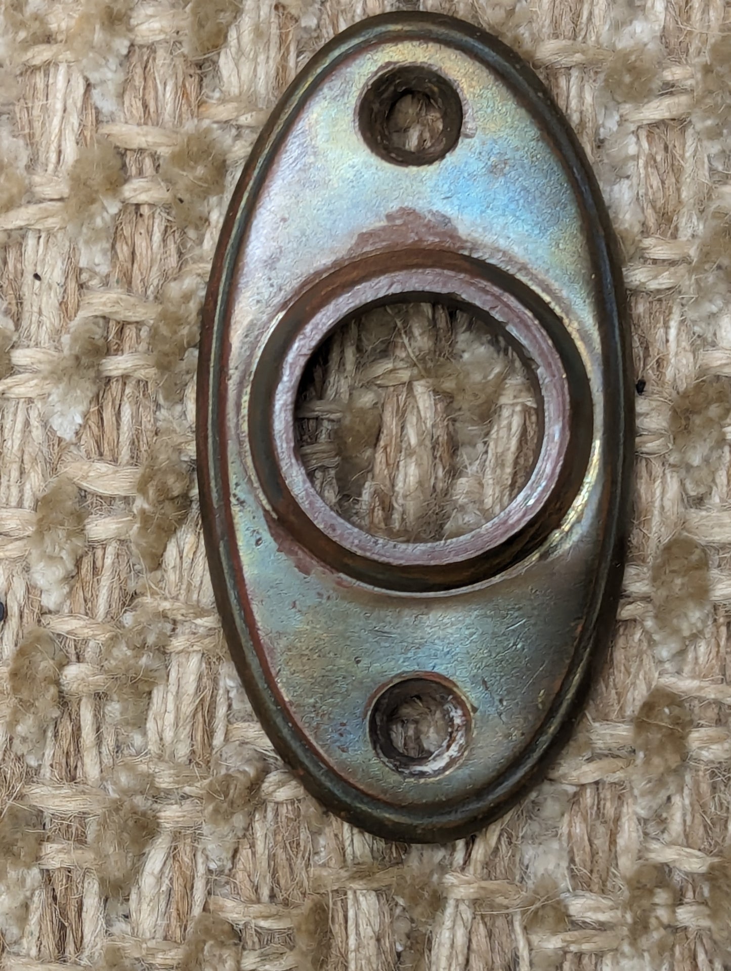 1 1/4" x 2 3/8" Antique Cast Brass Rosette Escutcheon For Door Knob Door Hardware