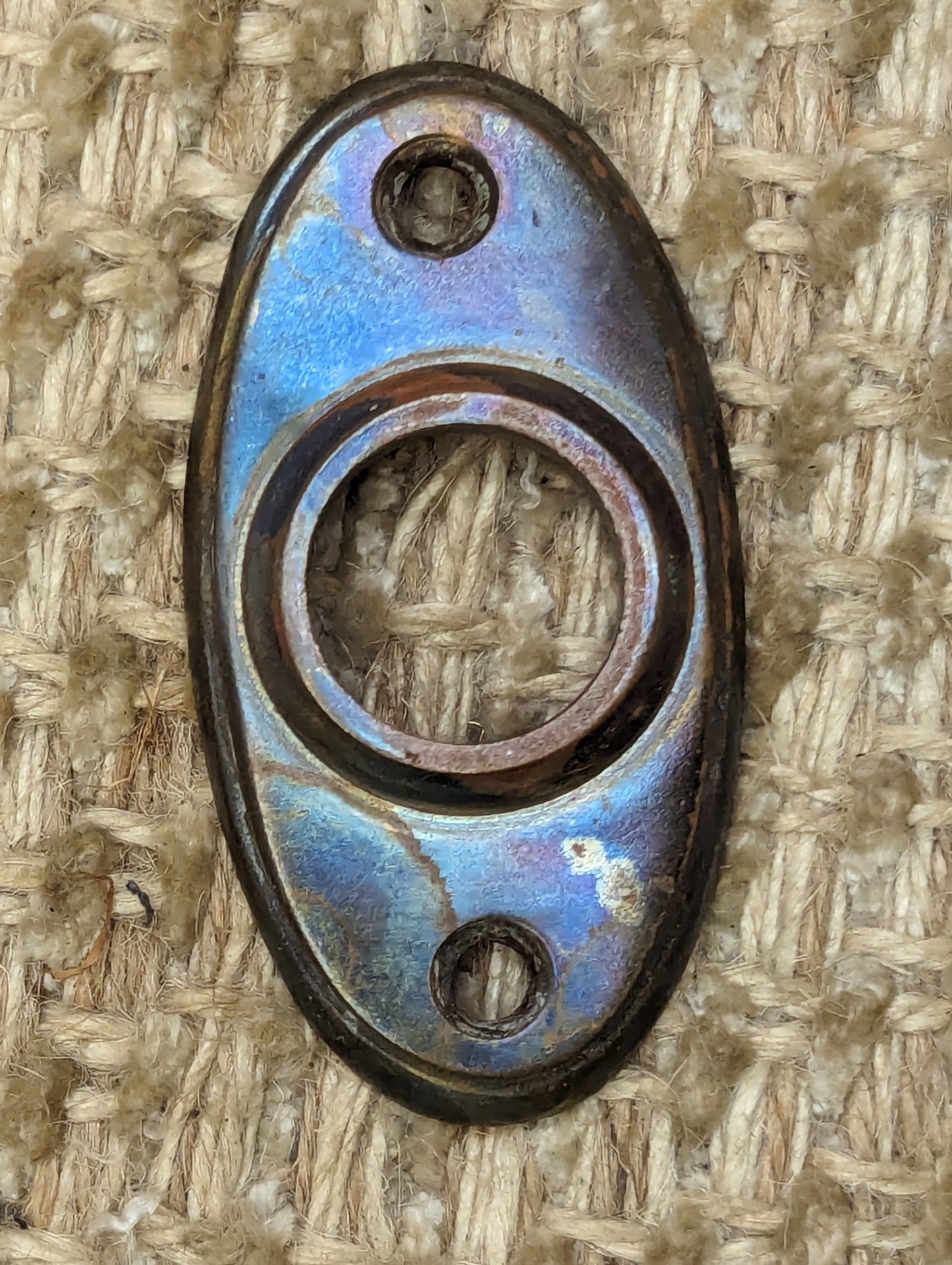 1 1/4" x 2 3/8" Antique Cast Brass Rosette Escutcheon For Door Knob Door Hardware