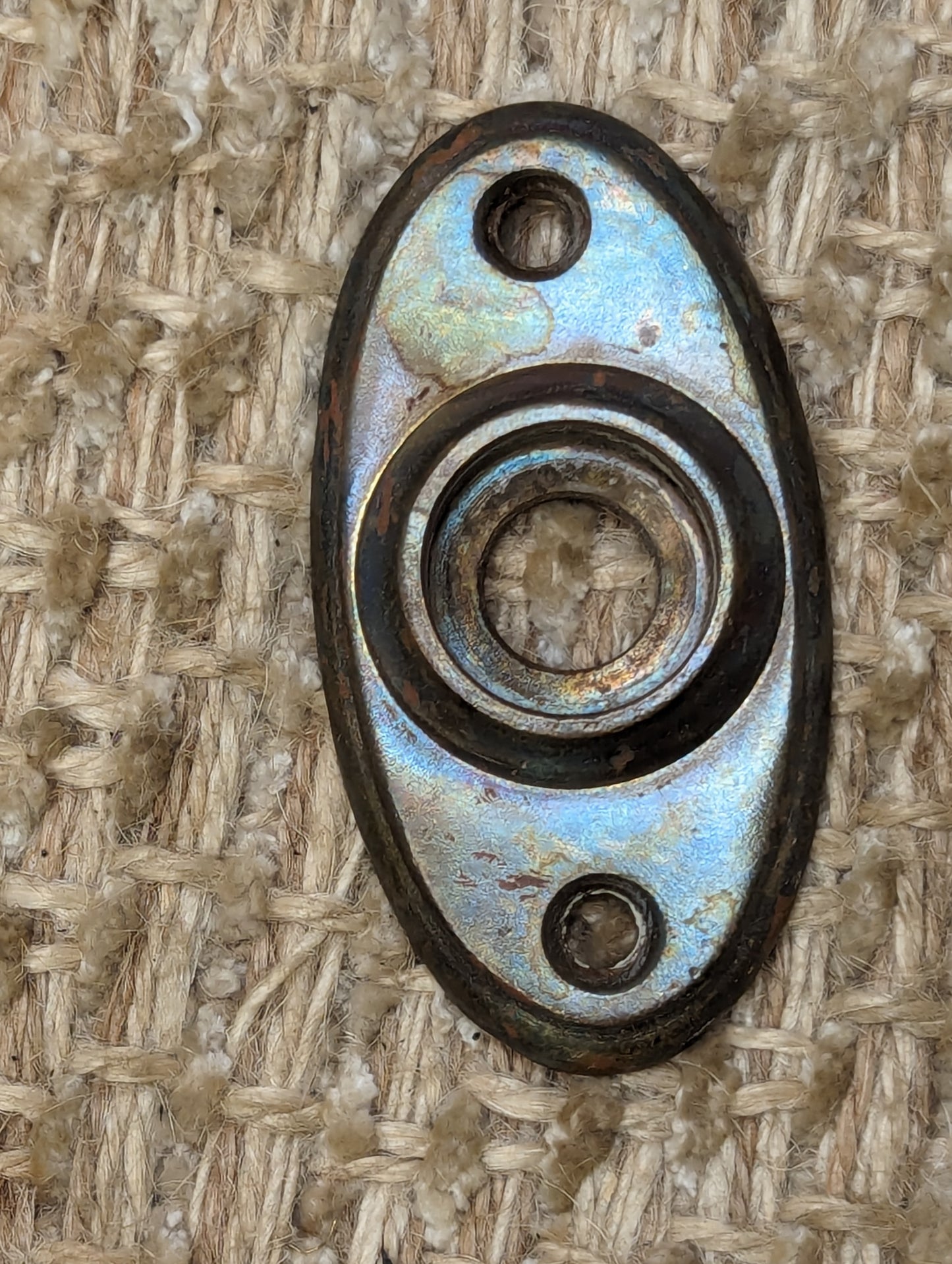 1 1/4" x 2 3/8" Antique Cast Brass Rosette Escutcheon For Door Knob Door Hardware