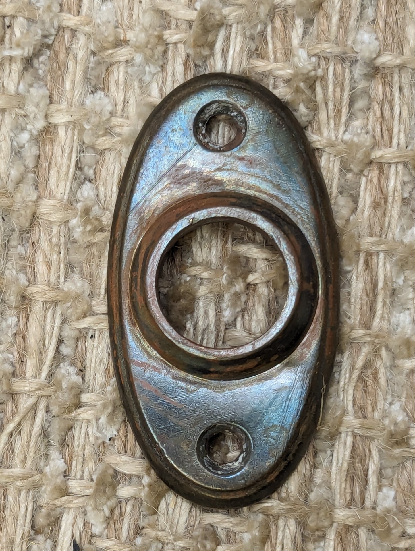 1 1/4" x 2 3/8" Antique Cast Brass Rosette Escutcheon For Door Knob Door Hardware