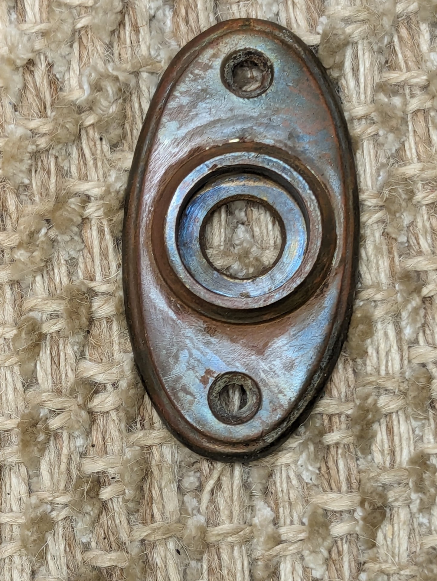 1 1/4" x 2 3/8" Antique Cast Brass Rosette Escutcheon For Door Knob Door Hardware