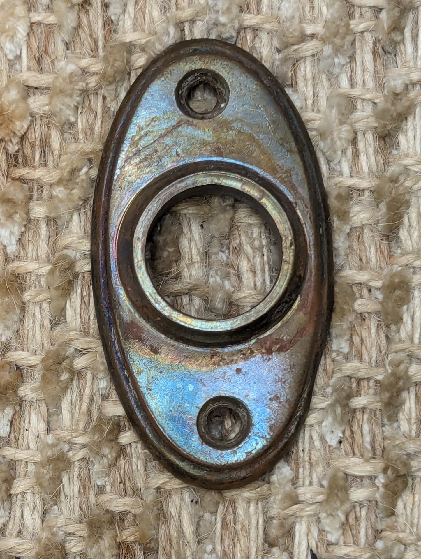 1 1/4" x 2 3/8" Antique Cast Brass Rosette Escutcheon For Door Knob Door Hardware