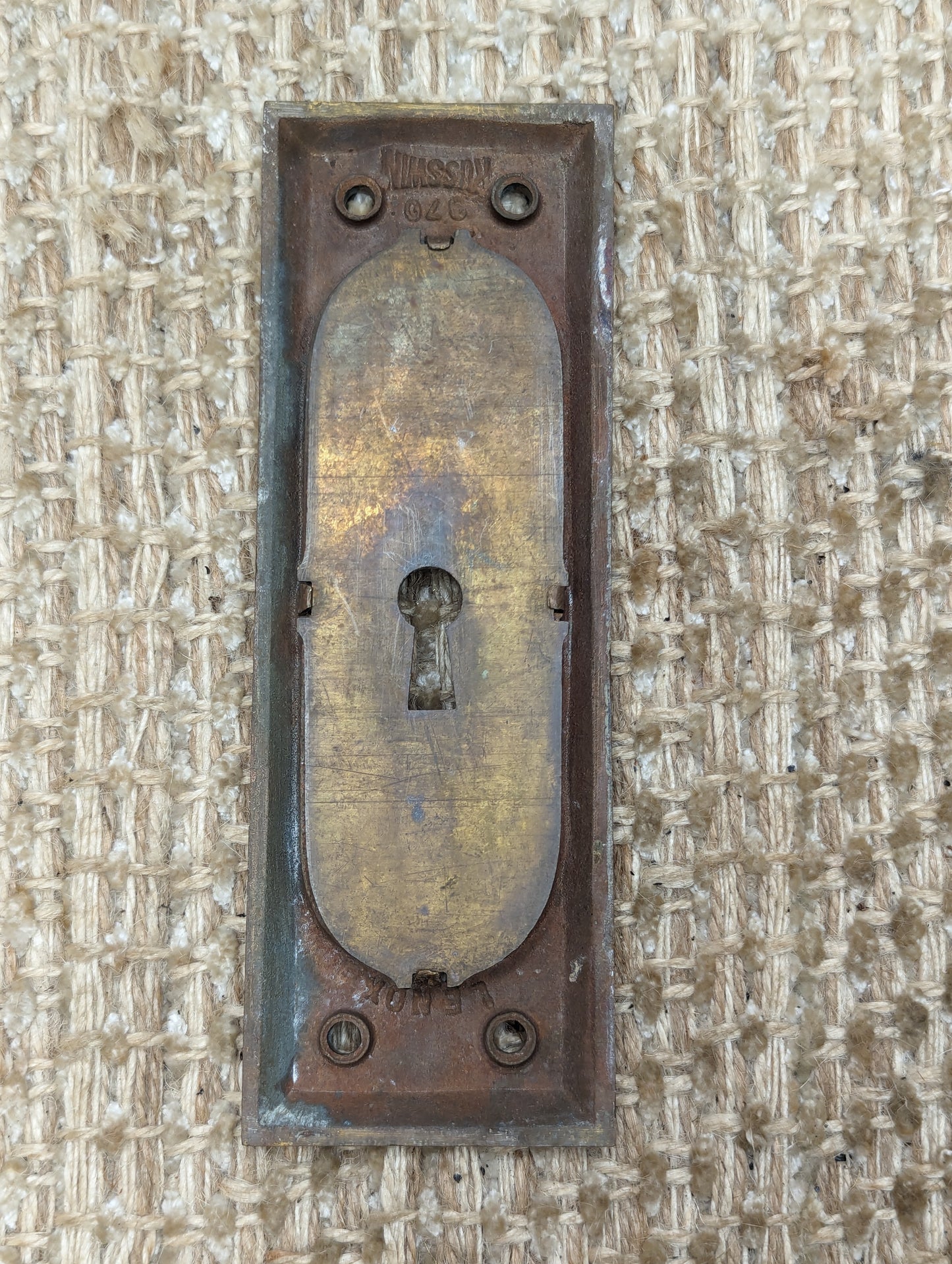 Single Antique Russwin Cast Brass Pocket Door Hardware Pull Lenox #970