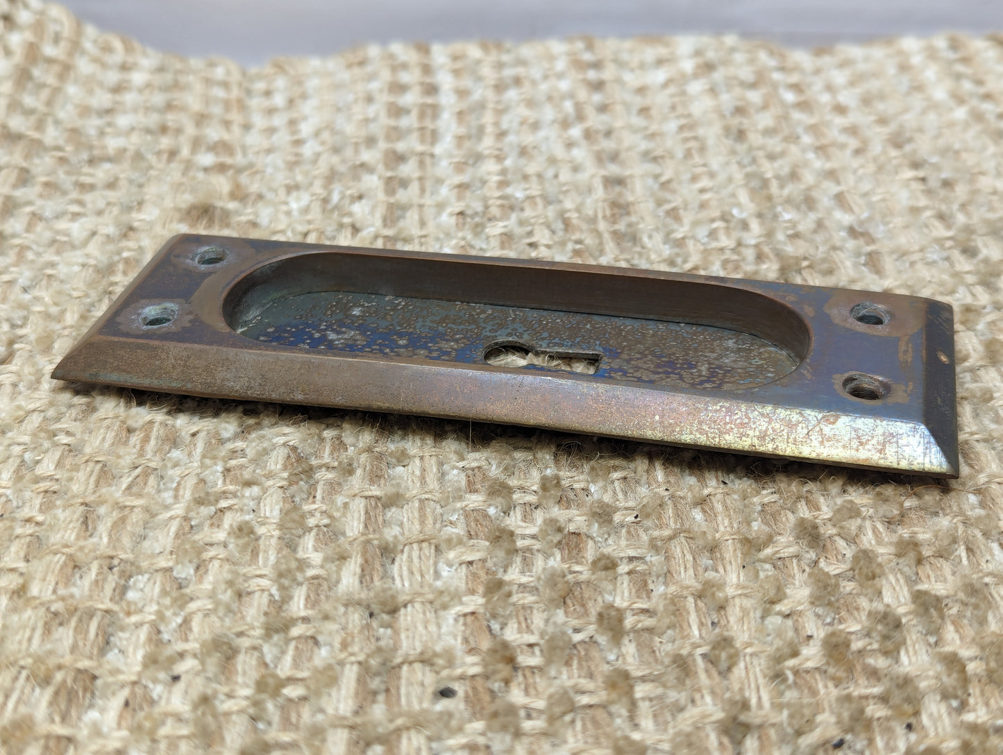 Single Antique Russwin Cast Brass Pocket Door Hardware Pull Lenox #970