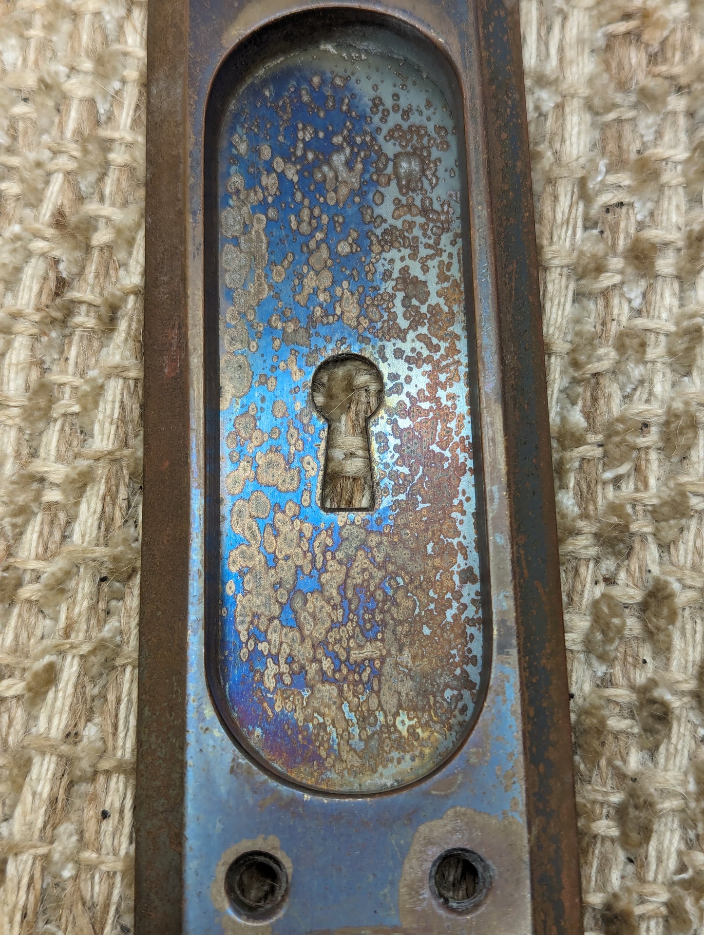 Single Antique Russwin Cast Brass Pocket Door Hardware Pull Lenox #970