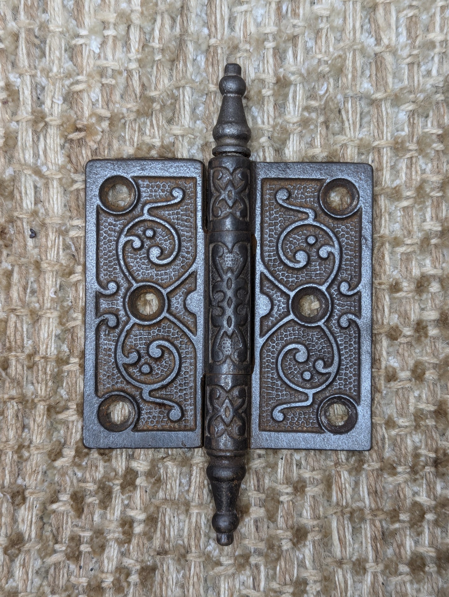 3" x 3" Antique Decorative Cast Iron Steeple Tip Hinge