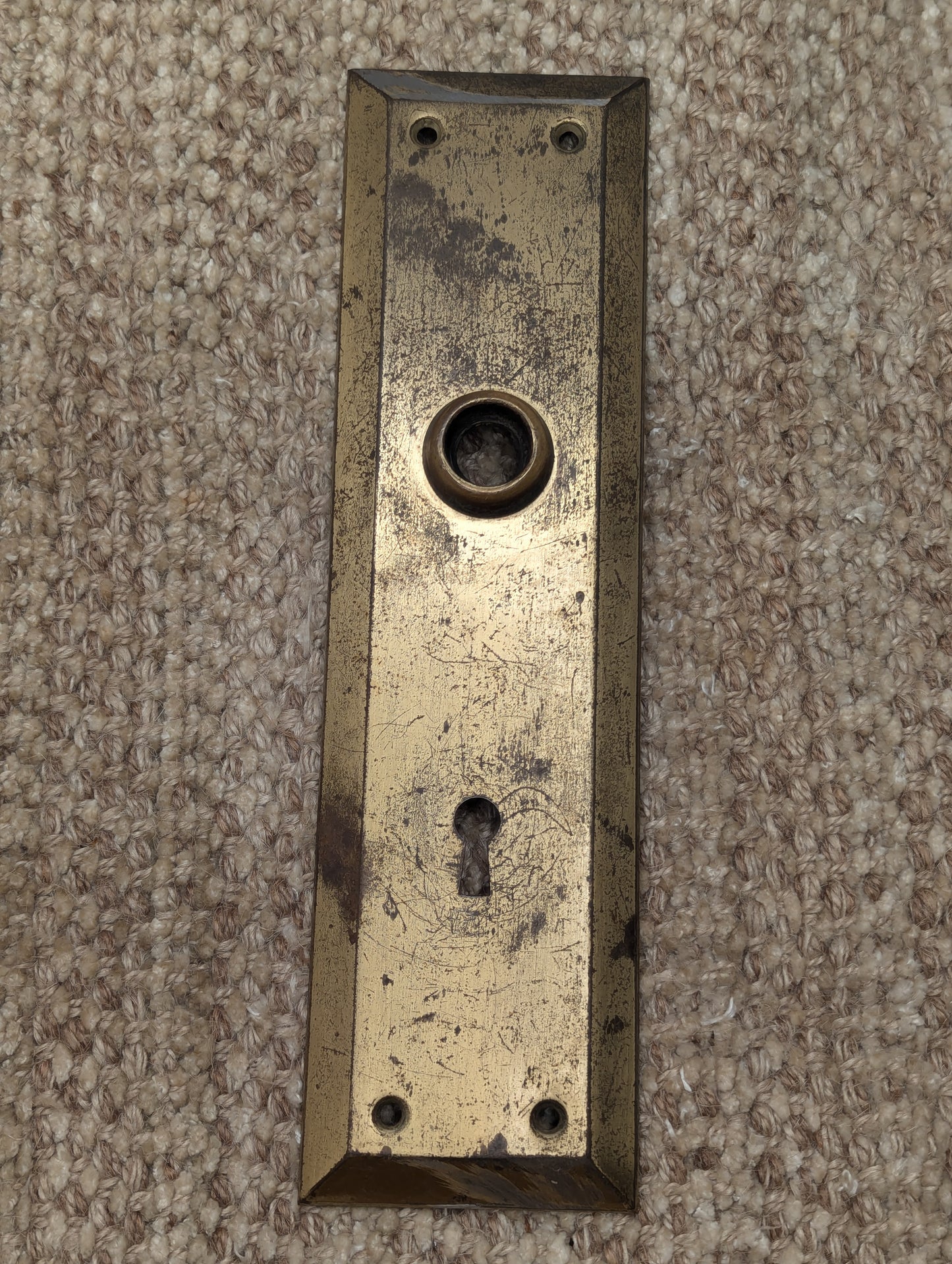 Antique 2 3/4" x 10" Steel Door Knob Plate