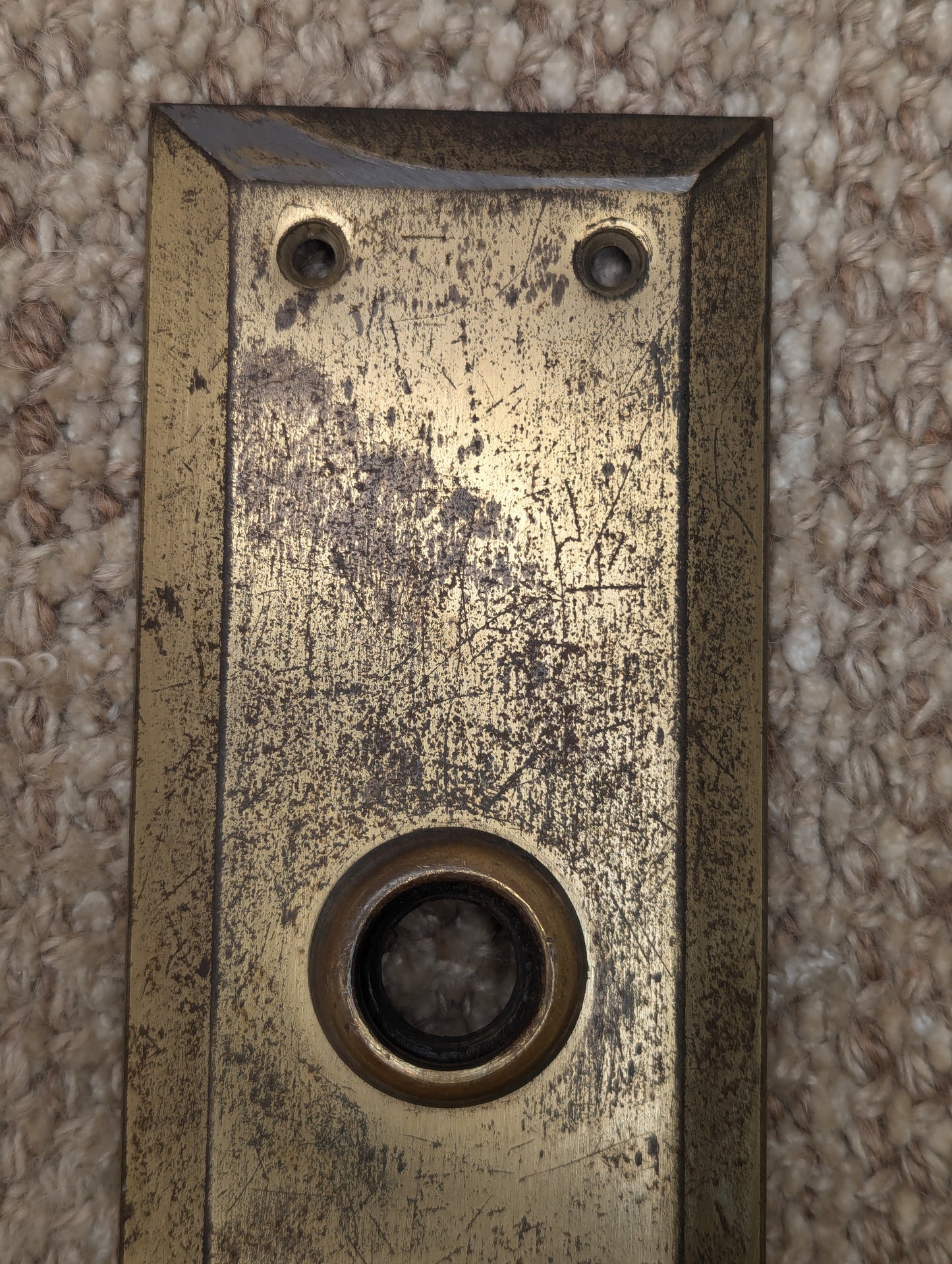 Antique 2 3/4" x 10" Steel Door Knob Plate