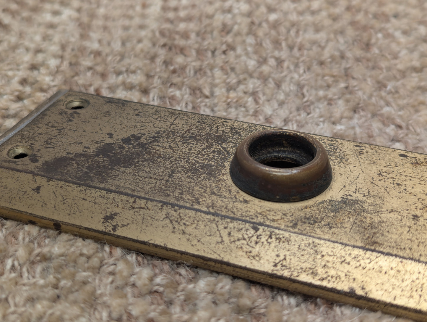 Antique 2 3/4" x 10" Steel Door Knob Plate