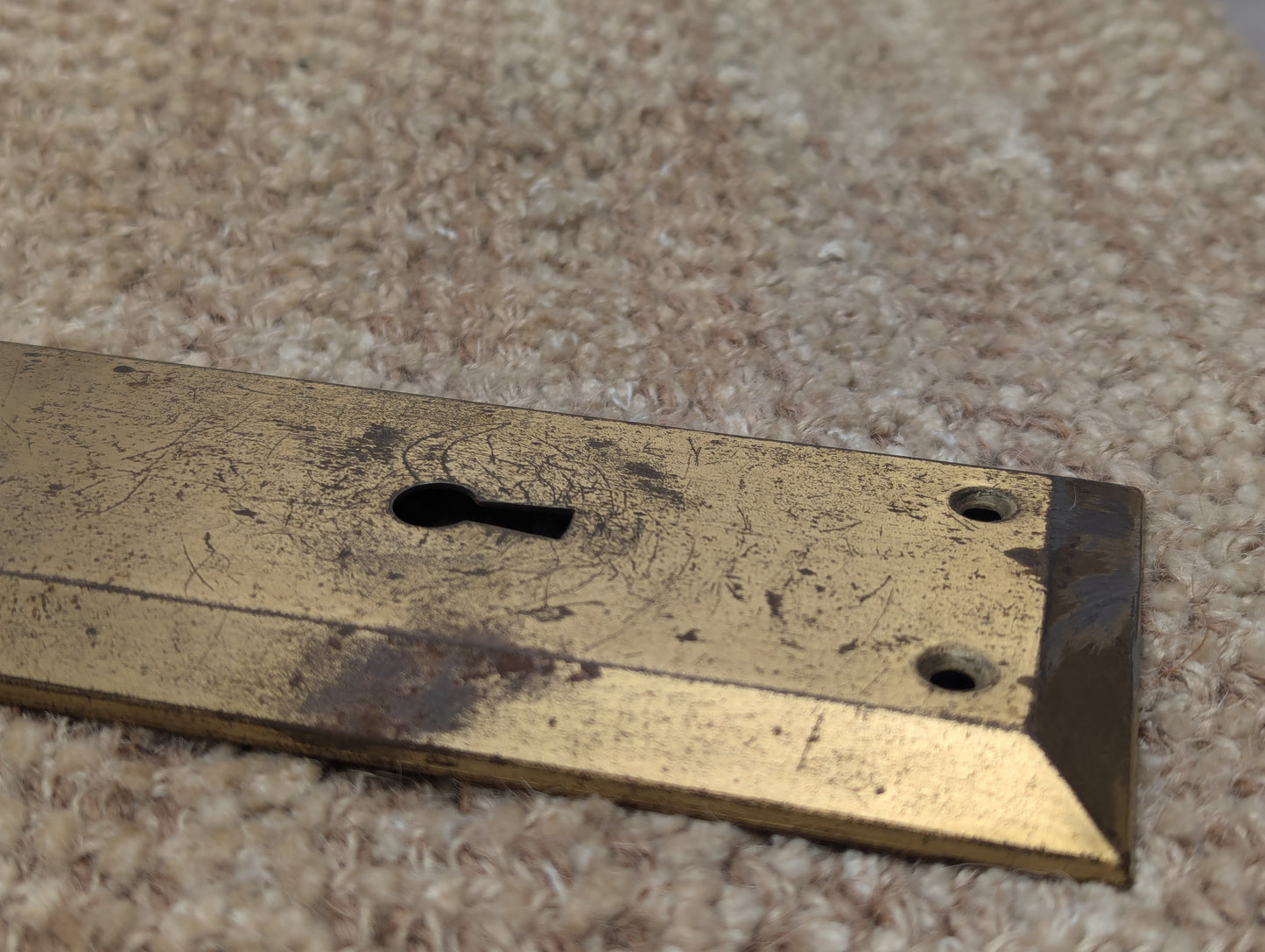 Antique 2 3/4" x 10" Steel Door Knob Plate