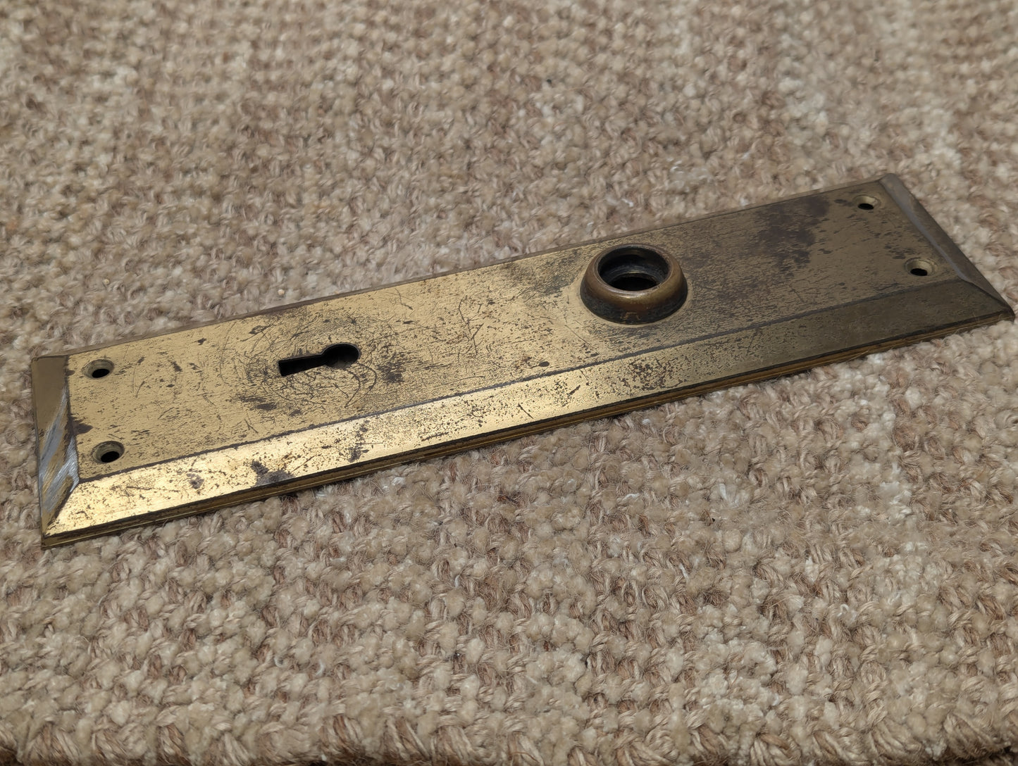 Antique 2 3/4" x 10" Steel Door Knob Plate