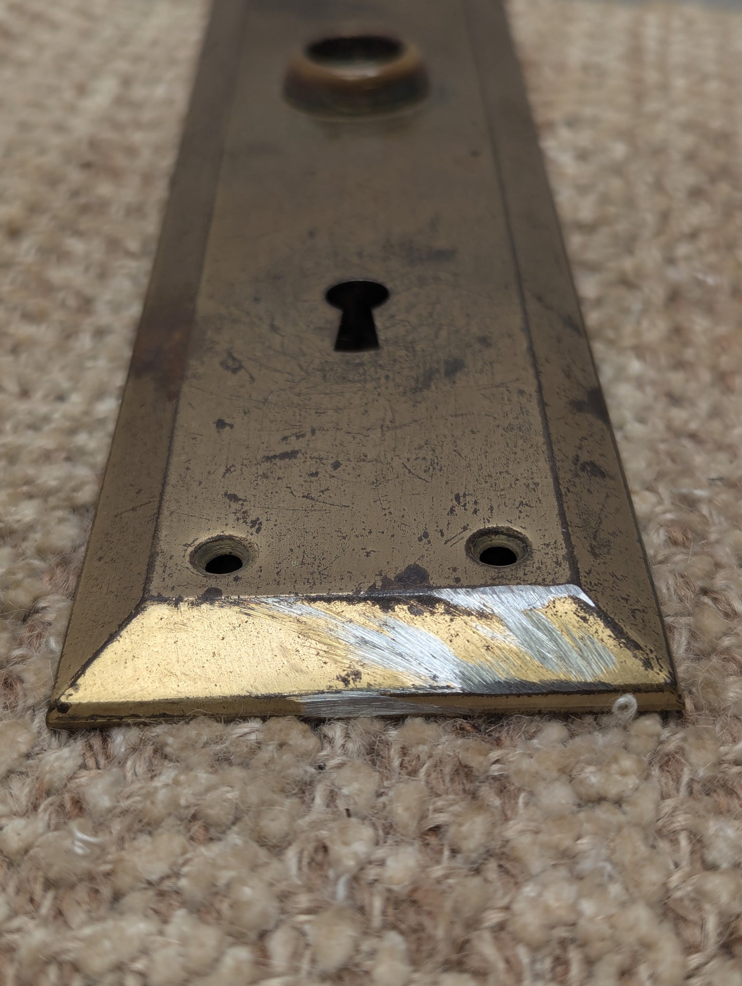 Antique 2 3/4" x 10" Steel Door Knob Plate