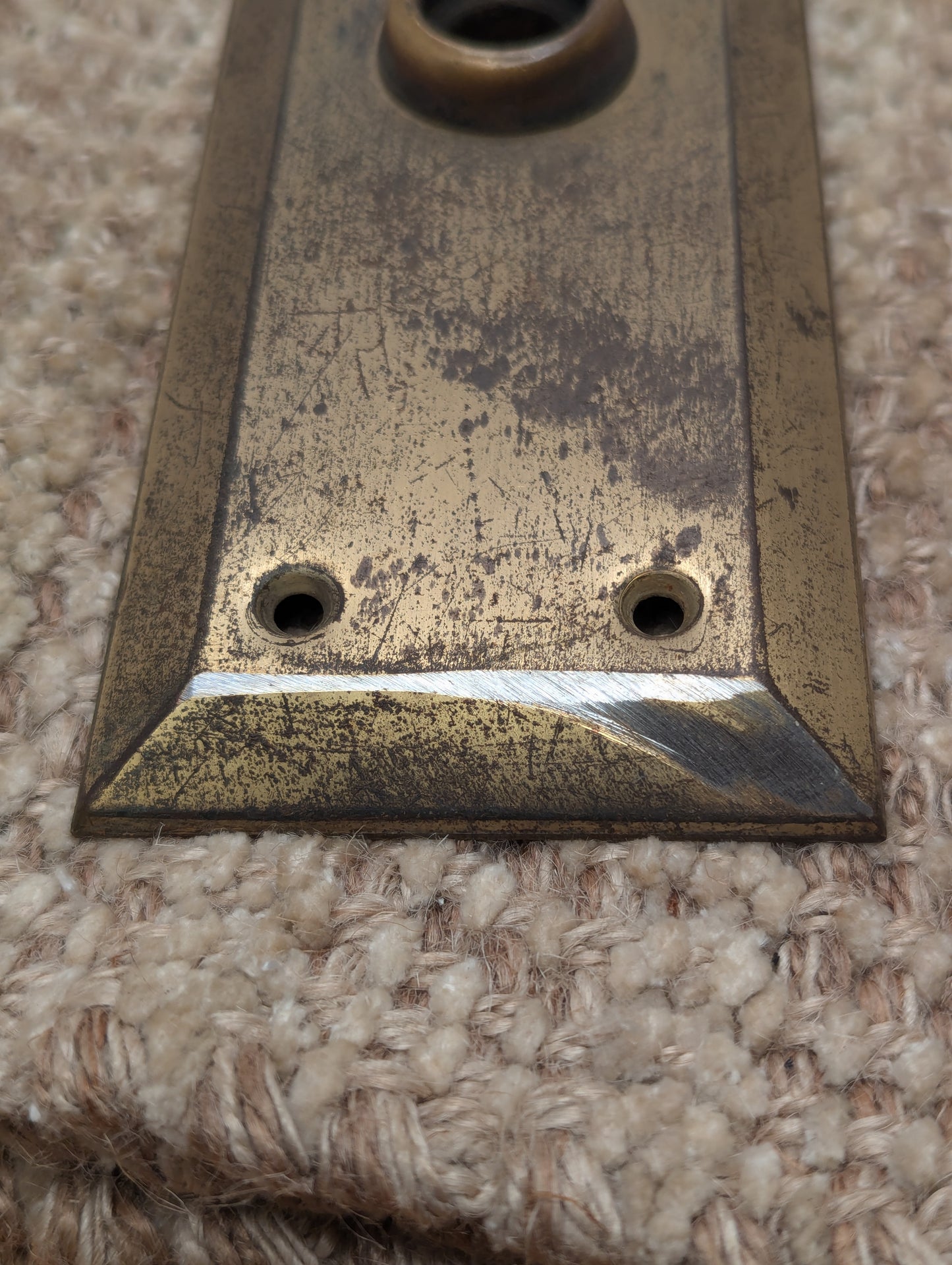 Antique 2 3/4" x 10" Steel Door Knob Plate