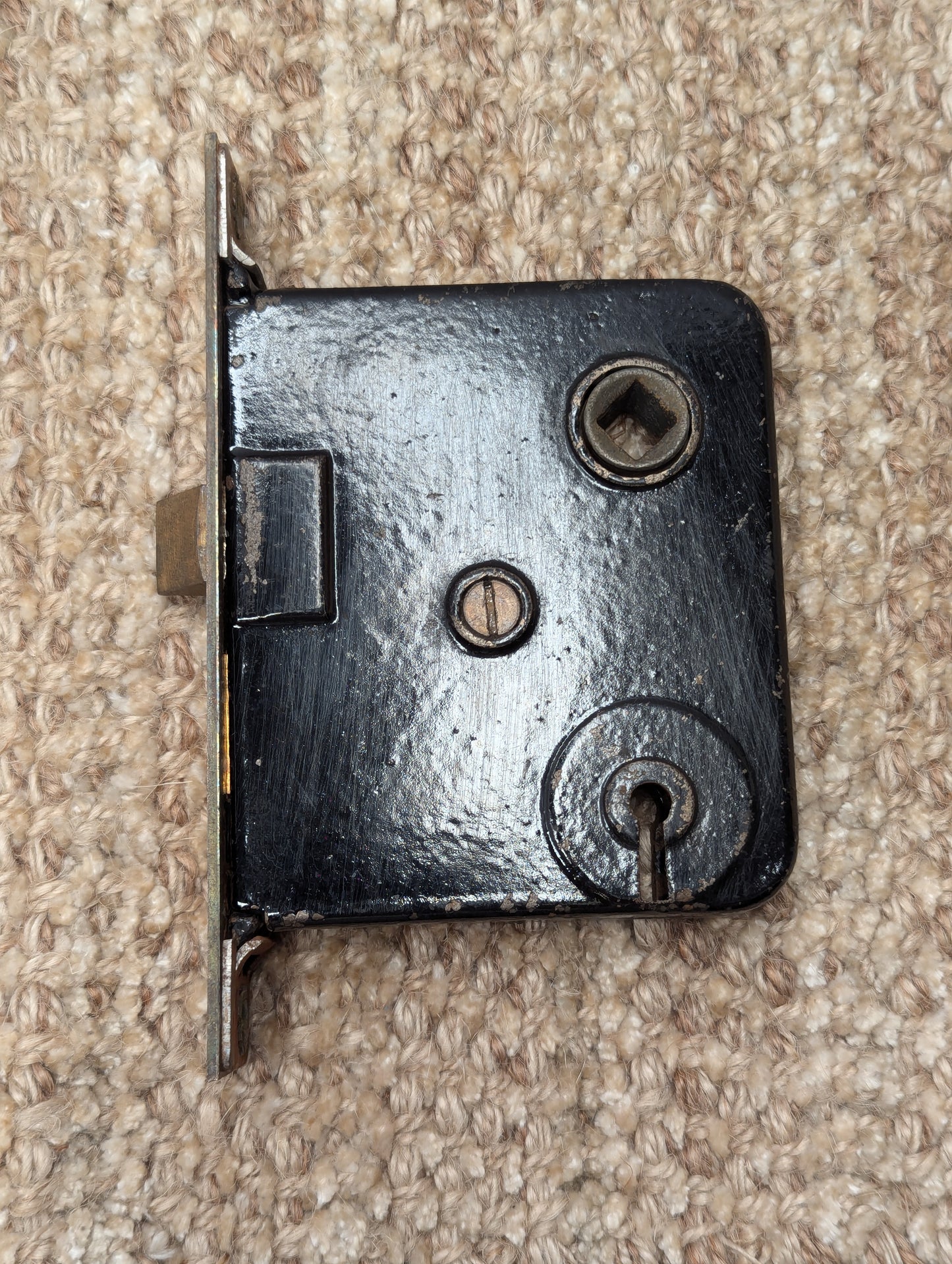 Antique Interior Mortise Lock Door Hardware #7 A W/Strike Plate and Key