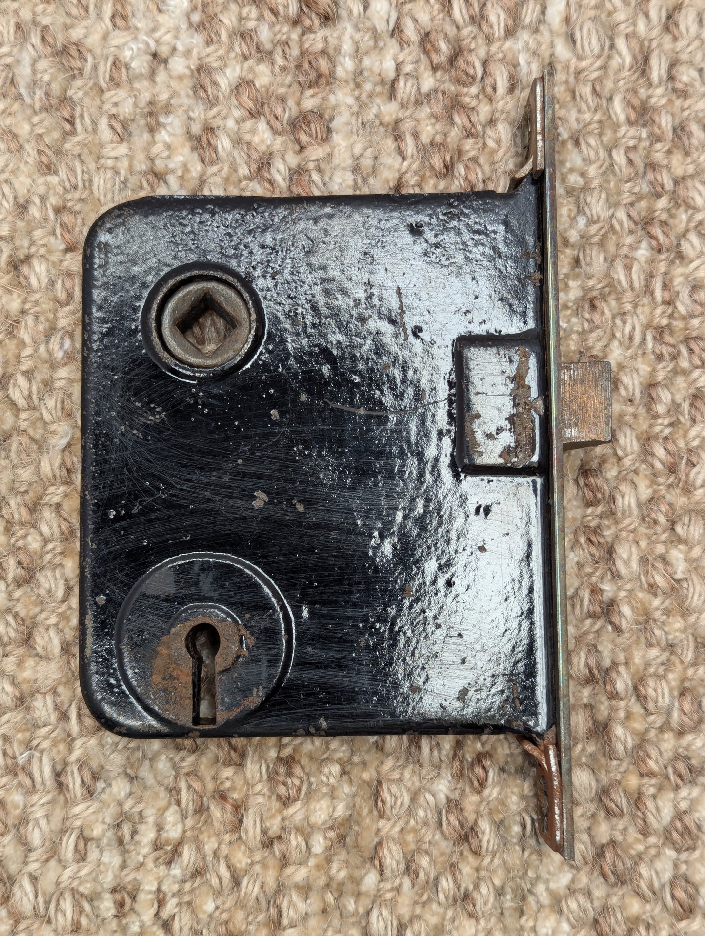 Antique Interior Mortise Lock Door Hardware #7 A W/Strike Plate and Key