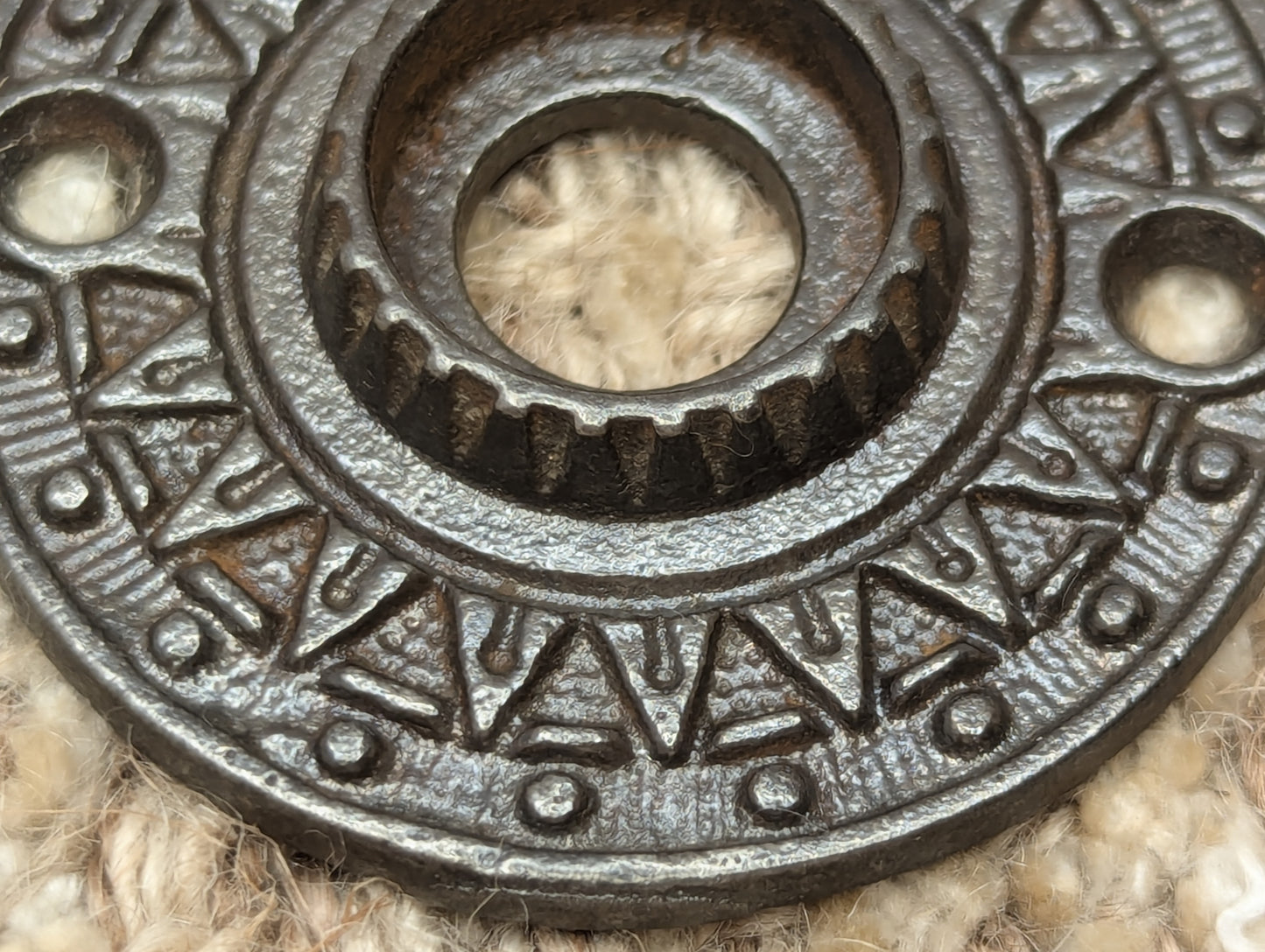 1 7/8" Antique Decorative Cast Iron Rosette Escutcheon For Door Knob