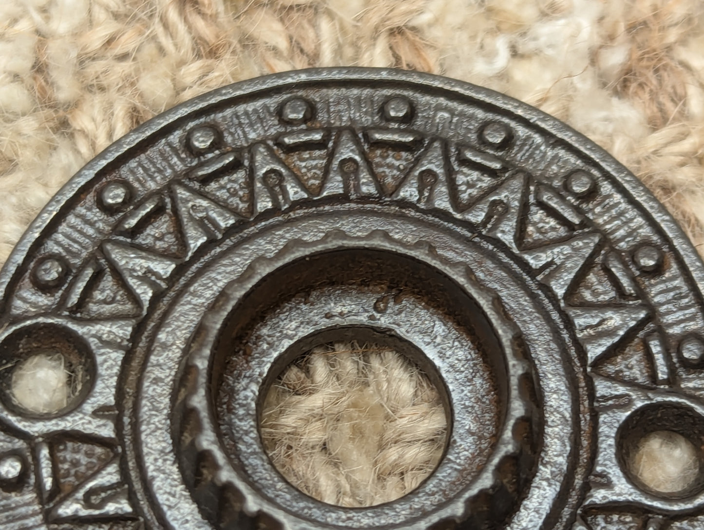 1 7/8" Antique Decorative Cast Iron Rosette Escutcheon For Door Knob