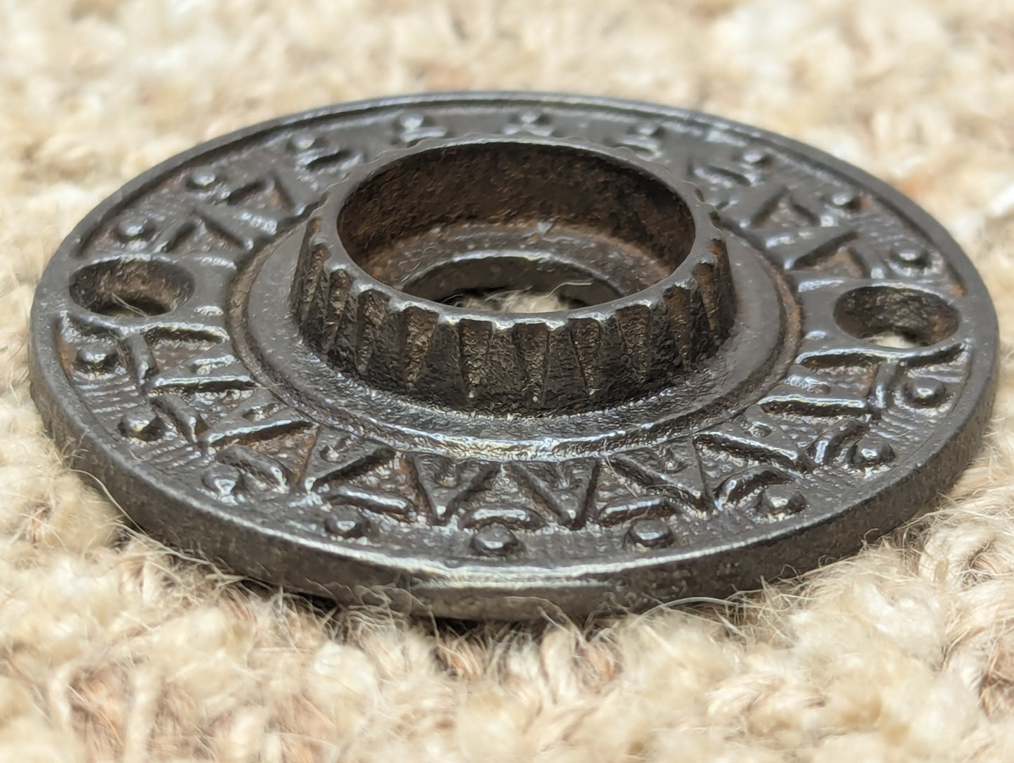1 7/8" Antique Decorative Cast Iron Rosette Escutcheon For Door Knob