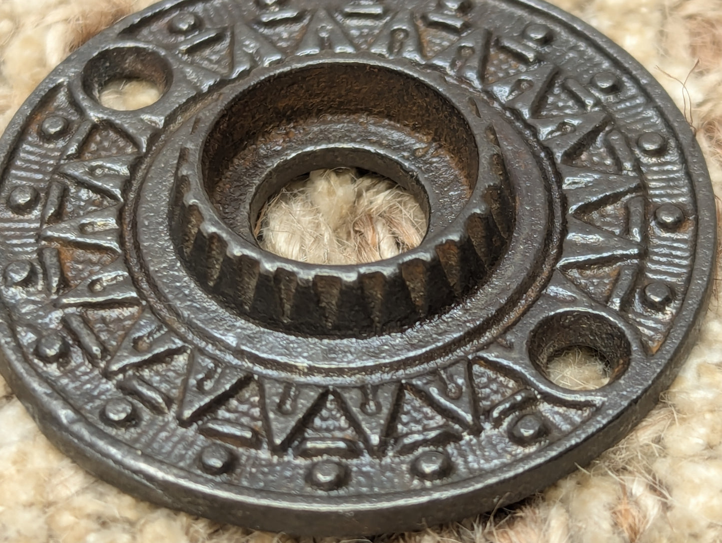 1 7/8" Antique Decorative Cast Iron Rosette Escutcheon For Door Knob