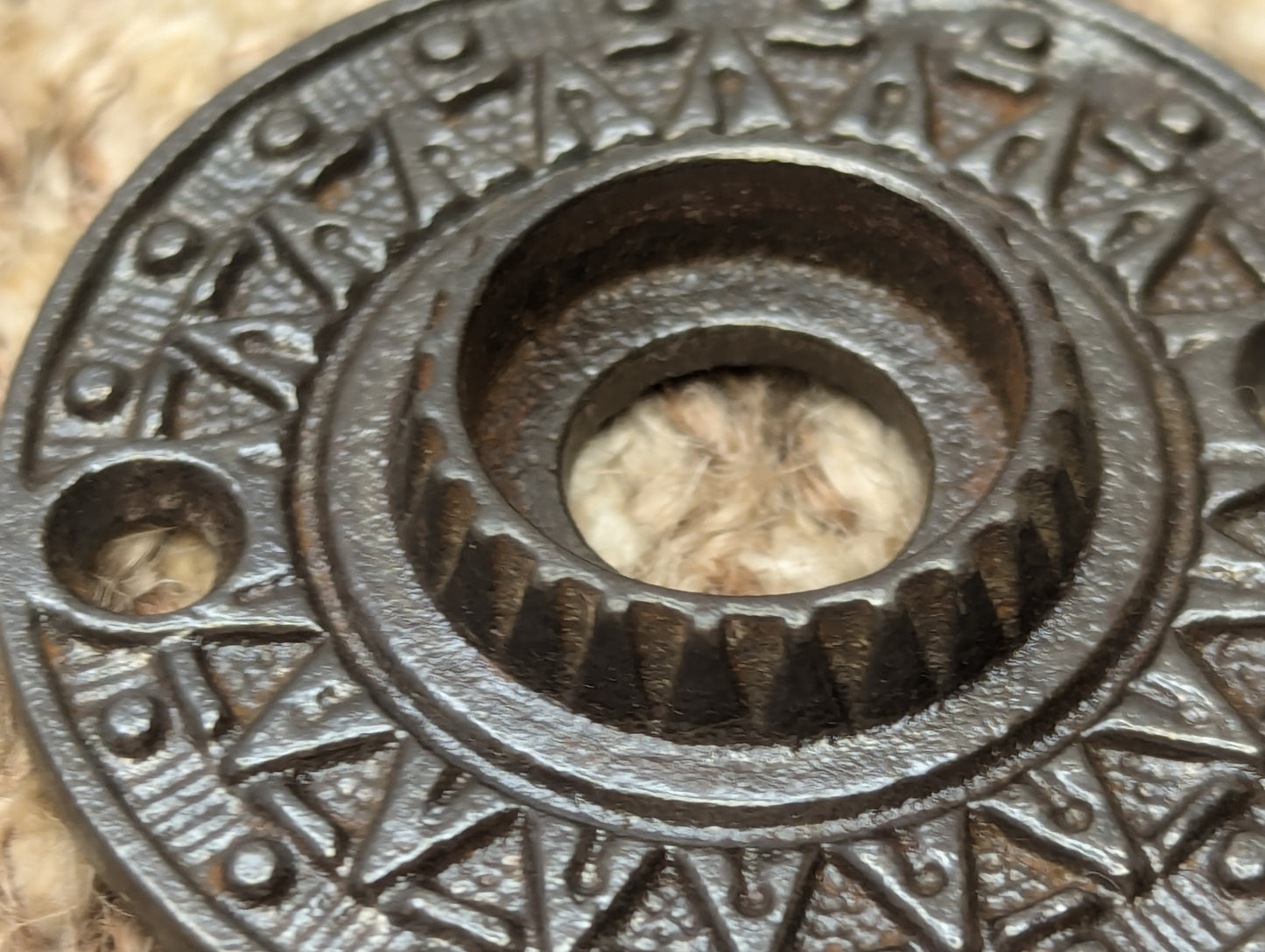 1 7/8" Antique Decorative Cast Iron Rosette Escutcheon For Door Knob