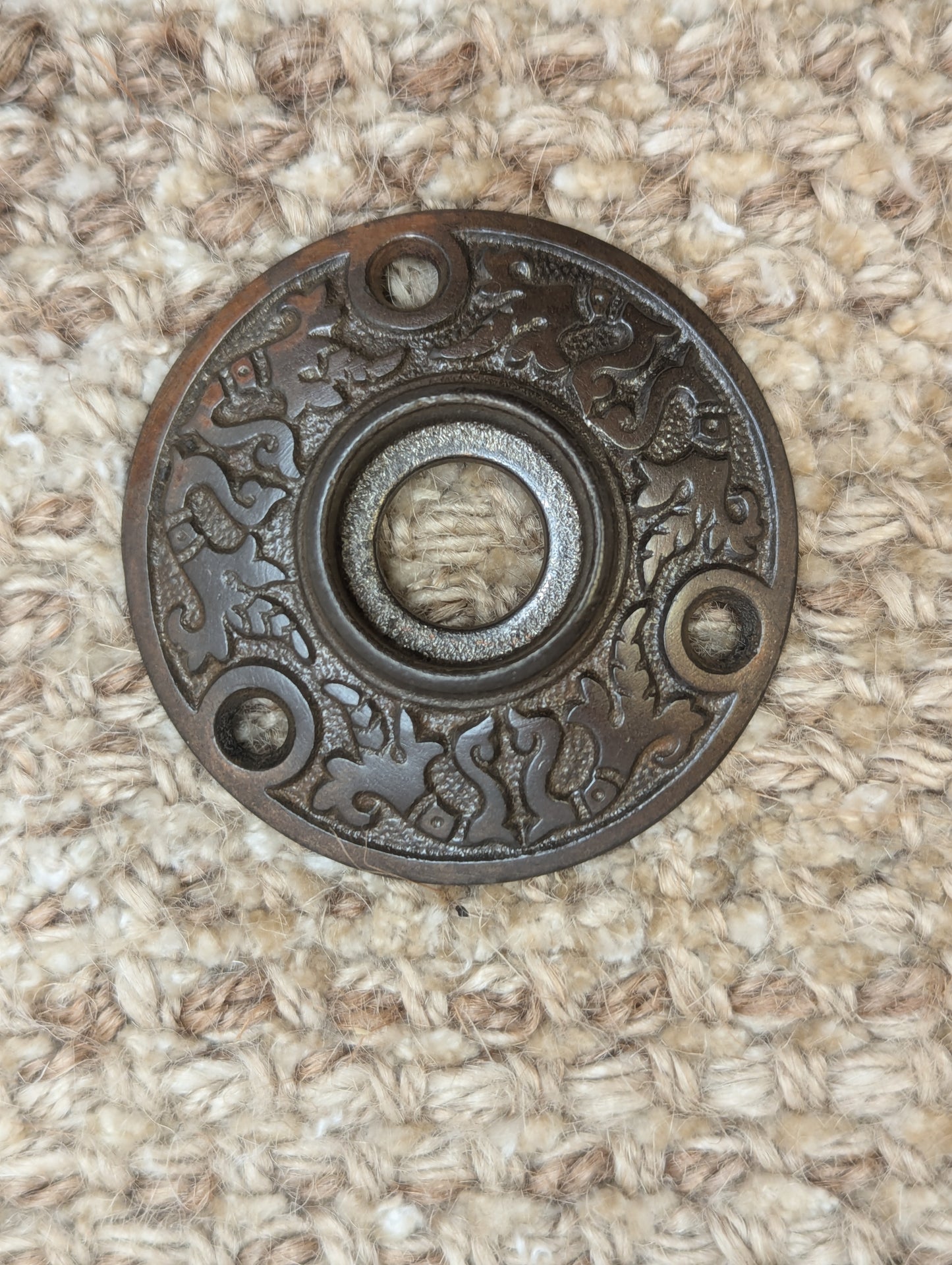 2 1/16" Antique Decorative Cast Iron Rosette Escutcheon For Door Knob