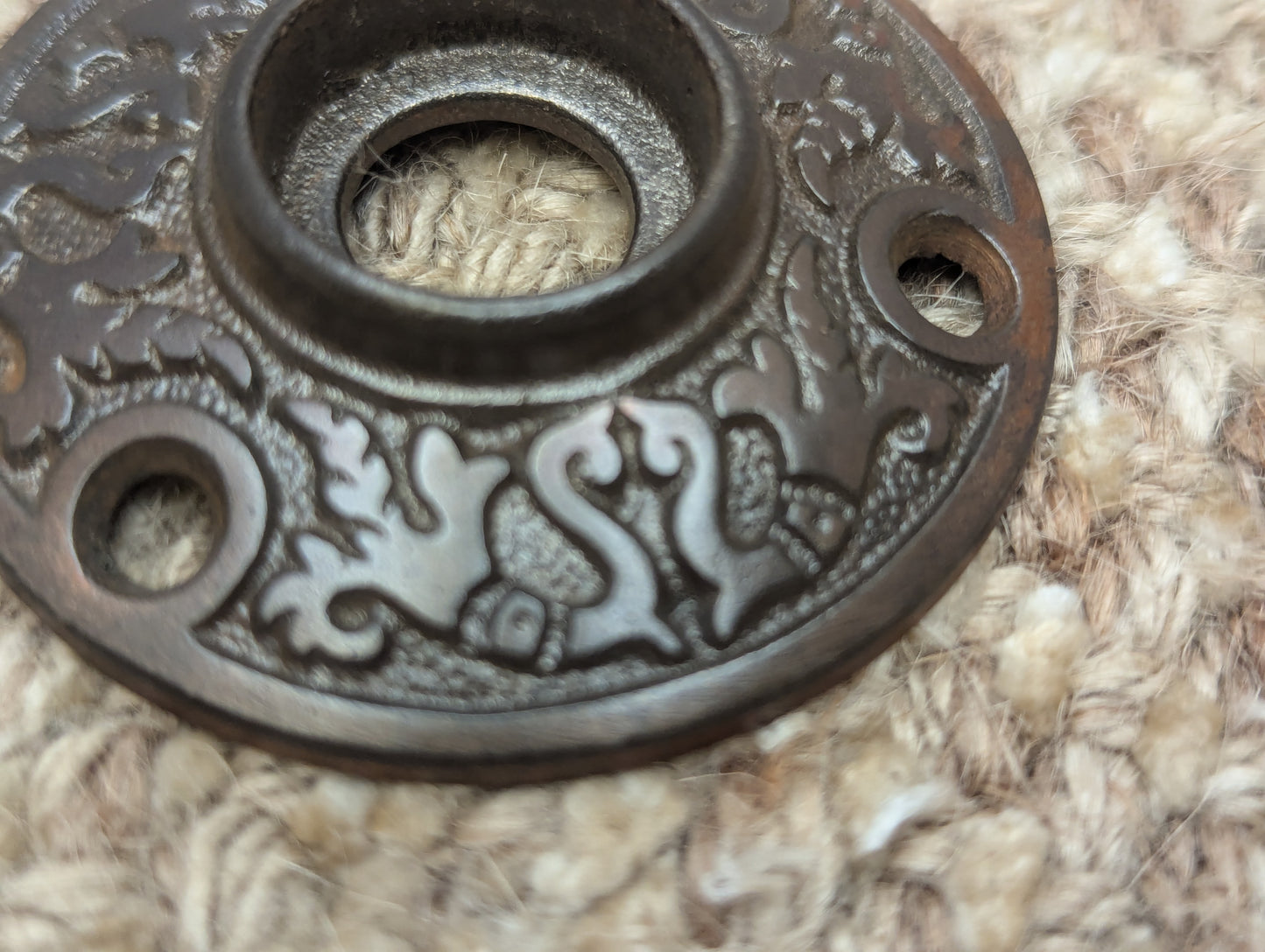 2 1/16" Antique Decorative Cast Iron Rosette Escutcheon For Door Knob