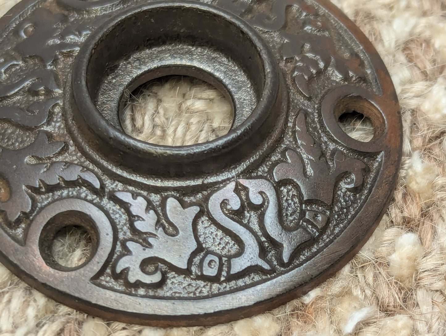 2 1/16" Antique Decorative Cast Iron Rosette Escutcheon For Door Knob