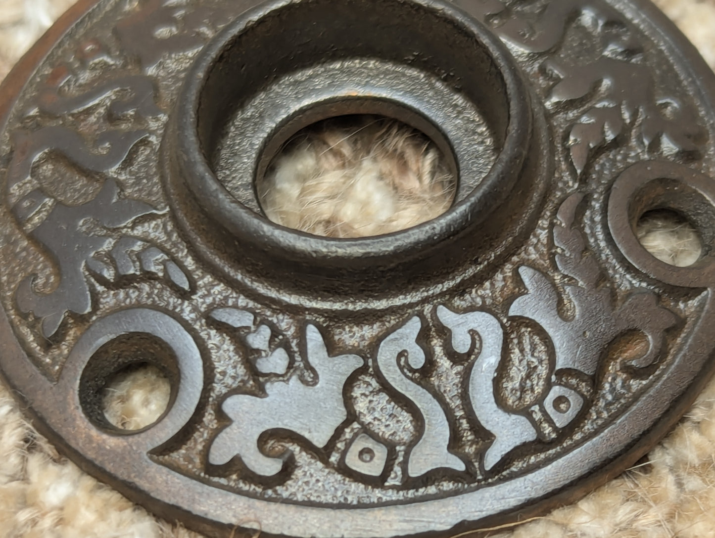2 1/16" Antique Decorative Cast Iron Rosette Escutcheon For Door Knob