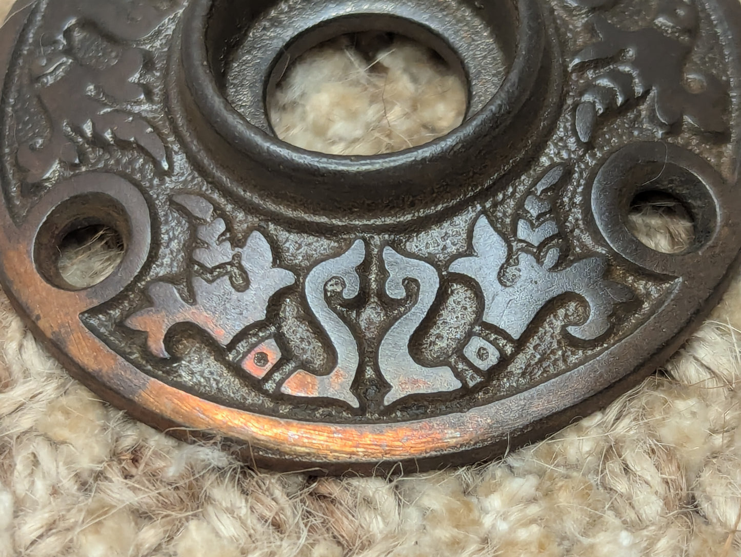 2 1/16" Antique Decorative Cast Iron Rosette Escutcheon For Door Knob