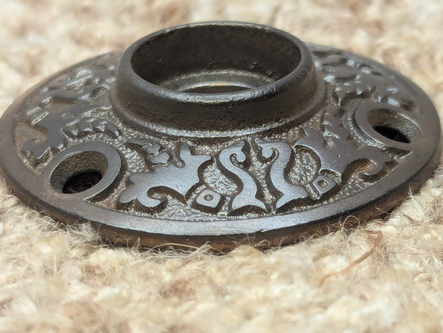 2 1/16" Antique Decorative Cast Iron Rosette Escutcheon For Door Knob