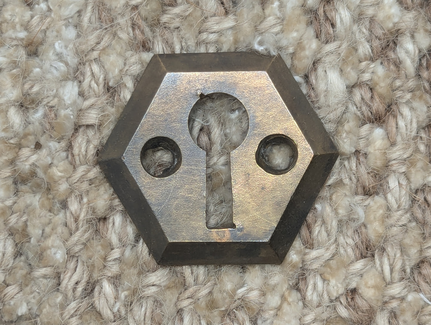 Antique Hexagon Shaped Brass Bronze Key Hole Cover Escutcheon