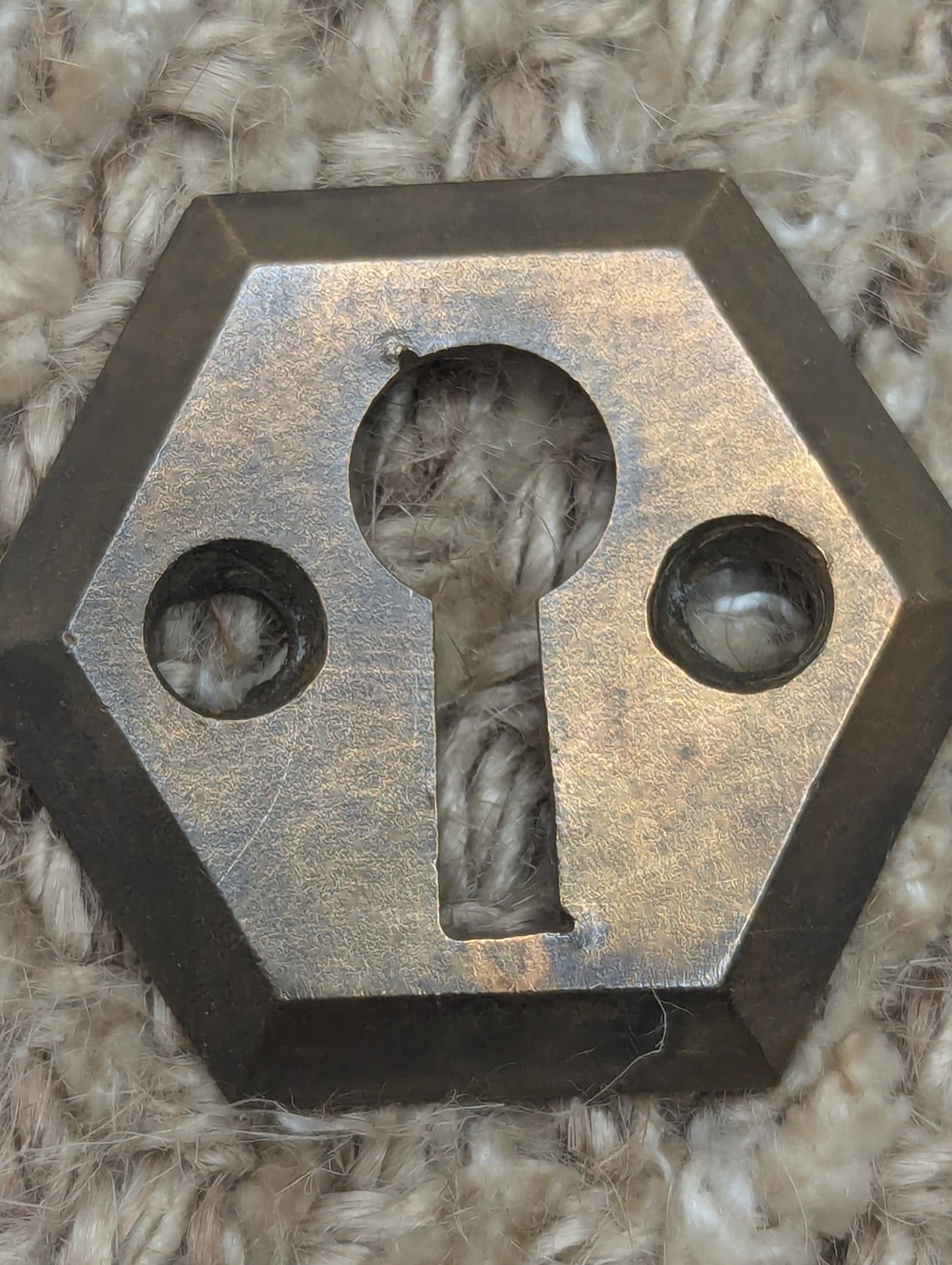 Antique Hexagon Shaped Brass Bronze Key Hole Cover Escutcheon