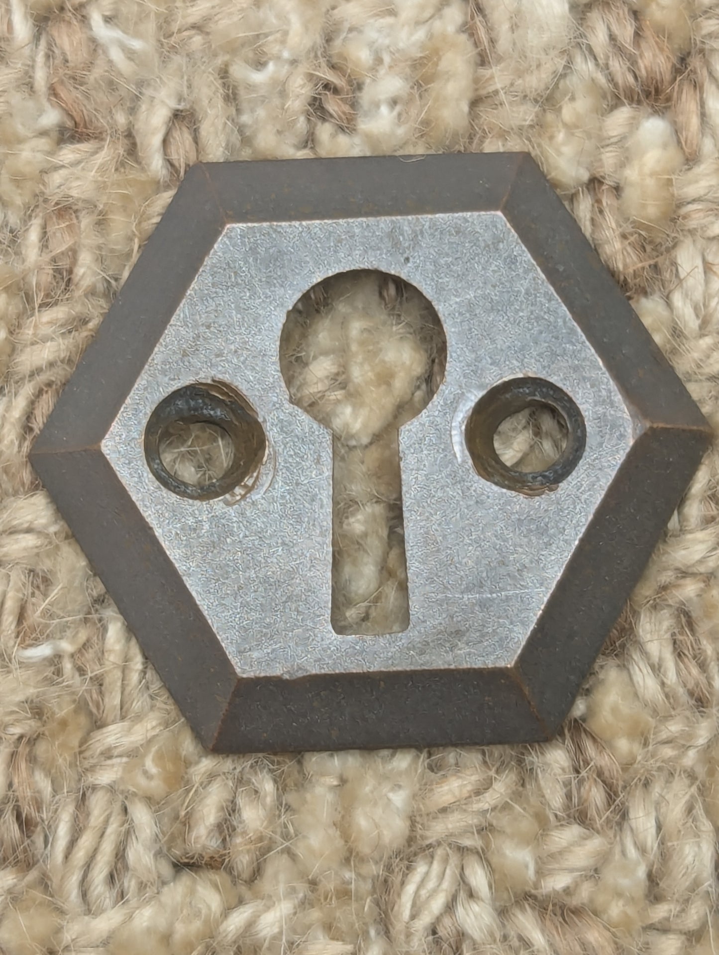 Antique Hexagon Shaped Brass Bronze Key Hole Cover Escutcheon