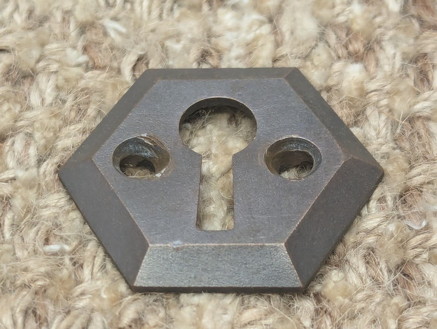 Antique Hexagon Shaped Brass Bronze Key Hole Cover Escutcheon