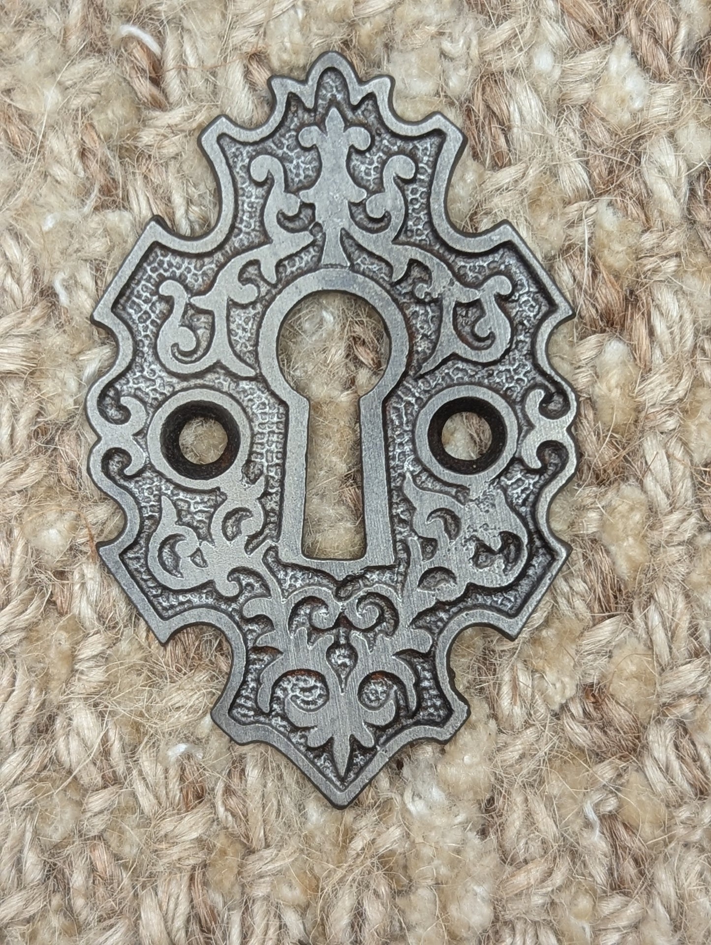 Antique Ornate Cast Iron Key Hole Cover Escutcheon