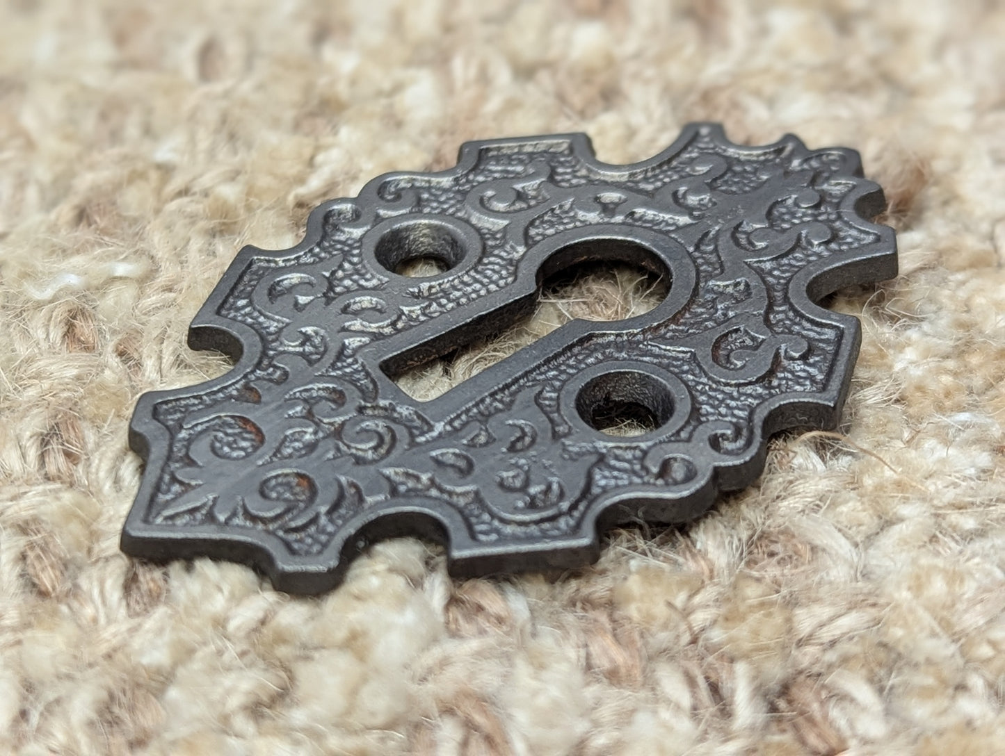 Antique Ornate Cast Iron Key Hole Cover Escutcheon