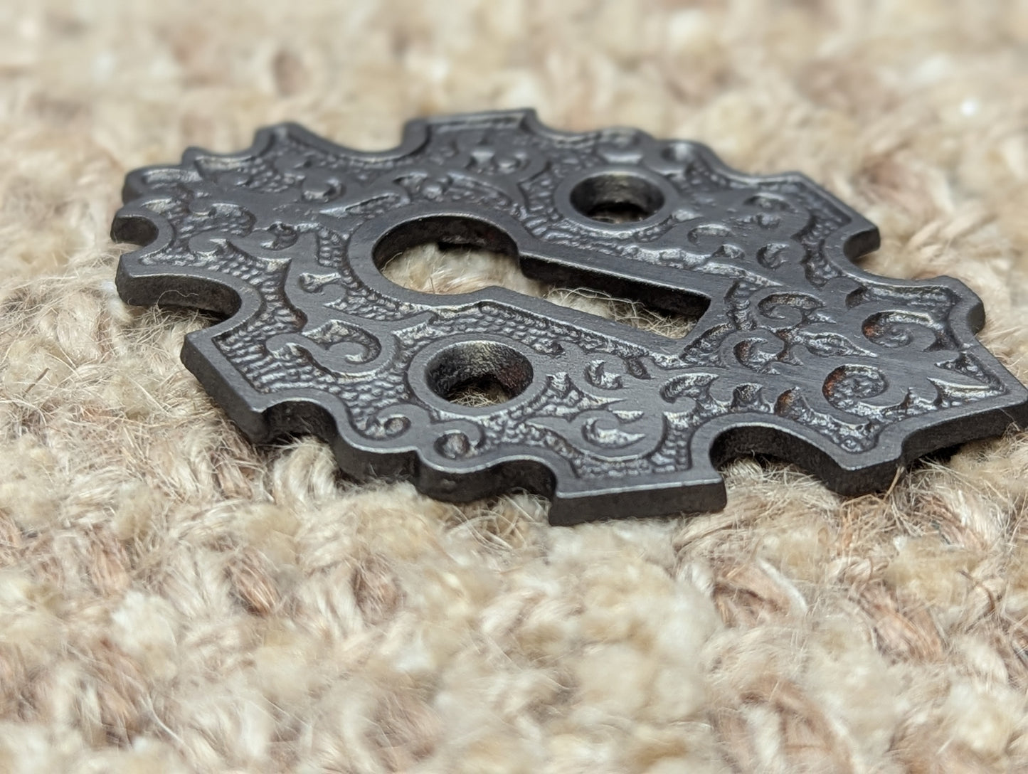 Antique Ornate Cast Iron Key Hole Cover Escutcheon