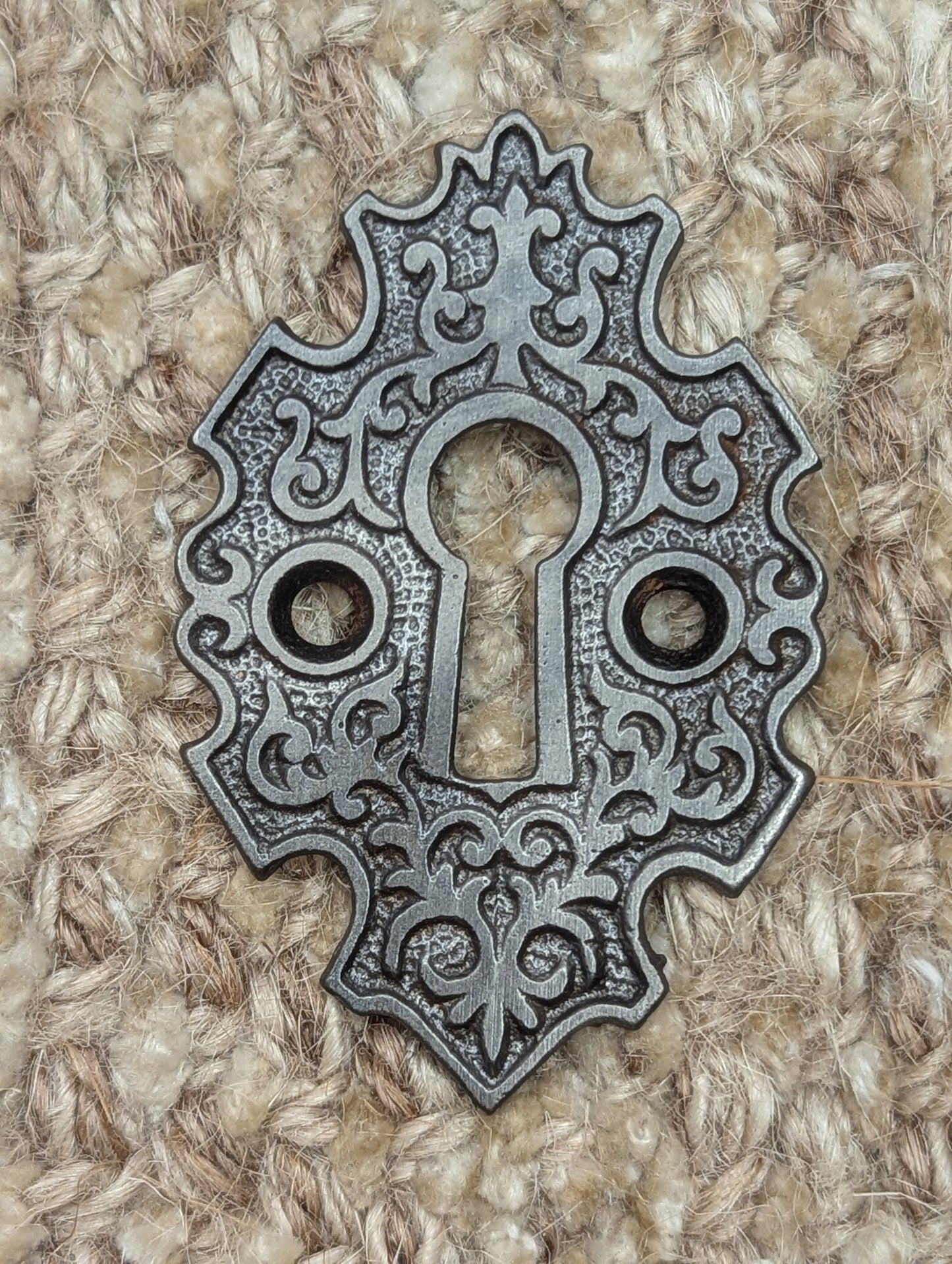 Antique Ornate Cast Iron Key Hole Cover Escutcheon